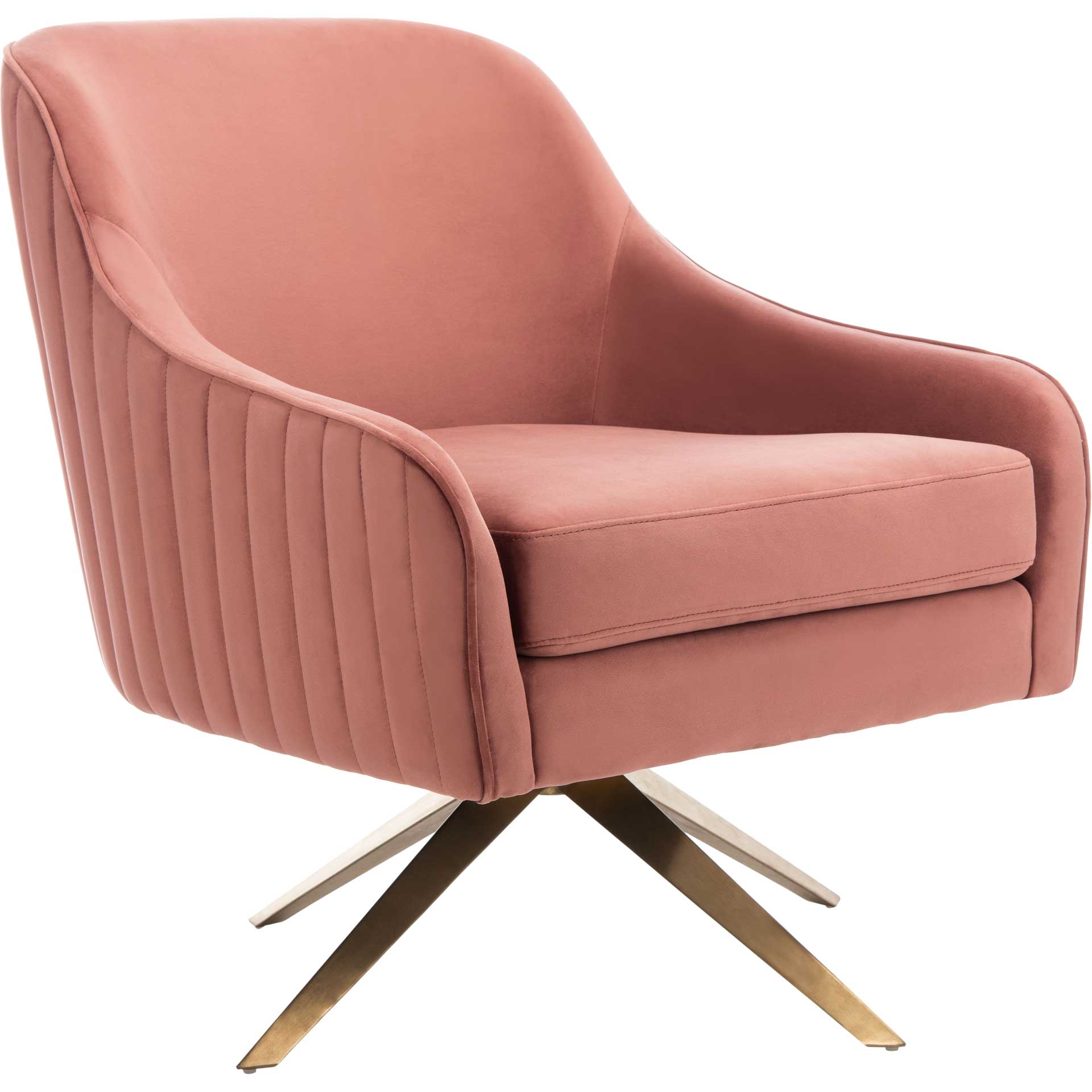 Leif Channeled Velvet Accent Chair Dusty Rose