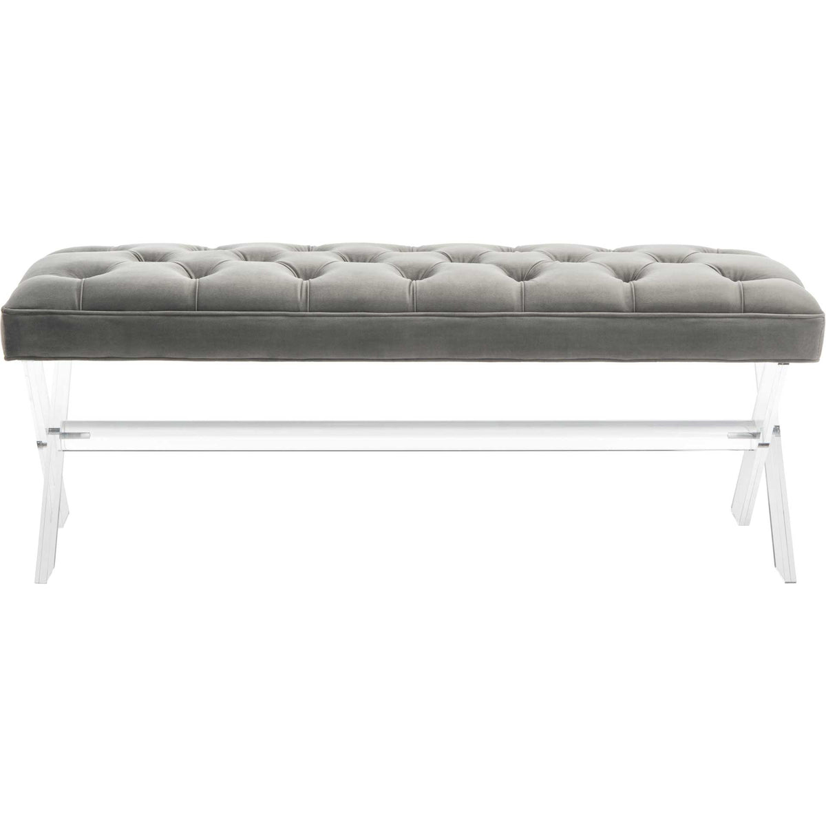 Toby Tufted Acrylic Bench Dark Gray