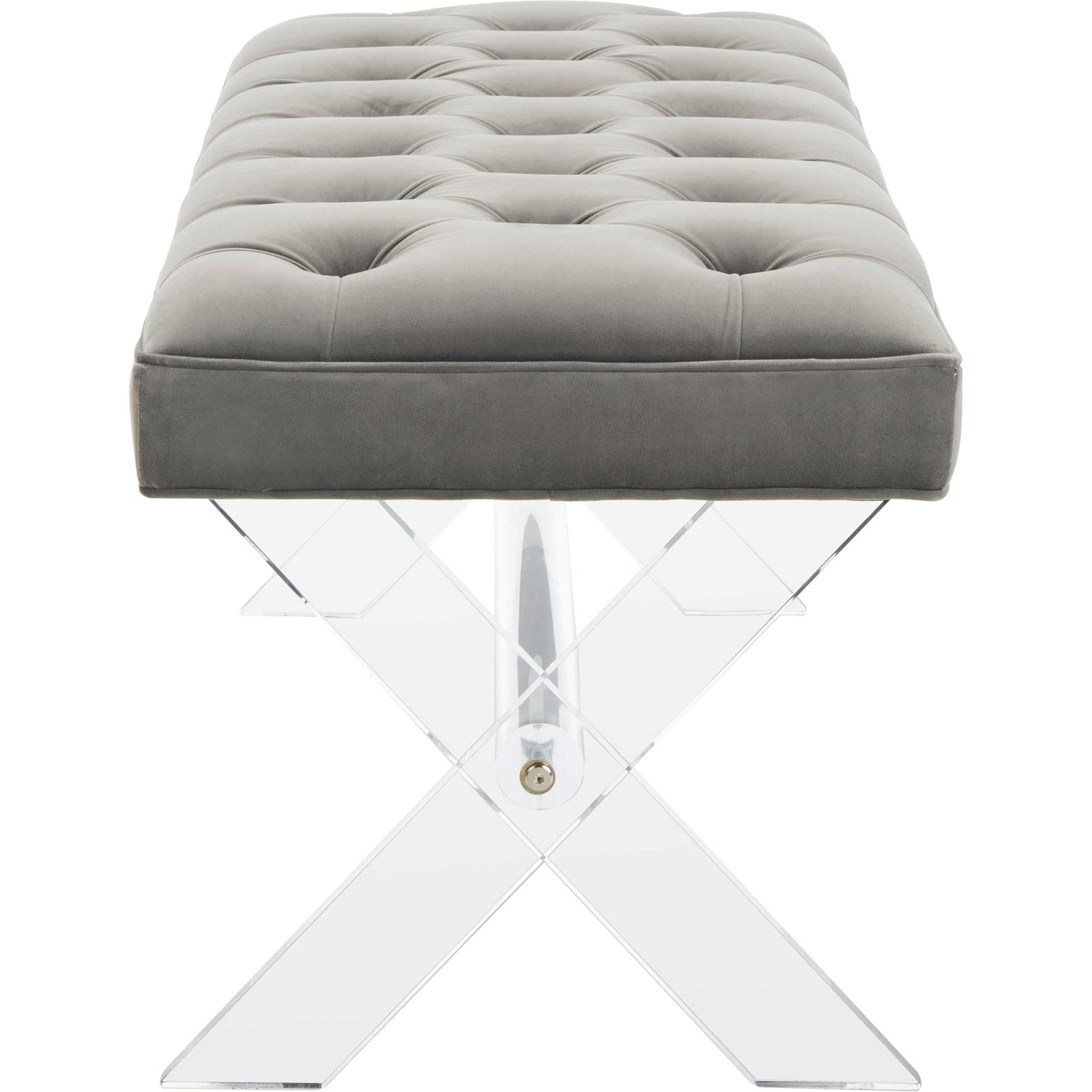 Toby Tufted Acrylic Bench Dark Gray