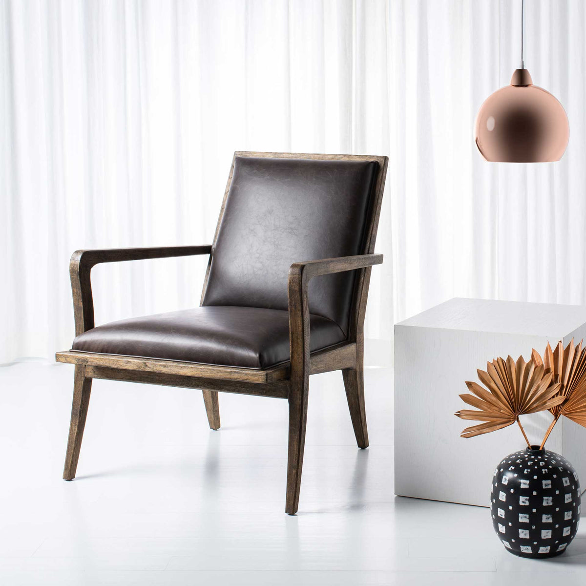 Rudy Mid-Century Accent Chair Dark Brown