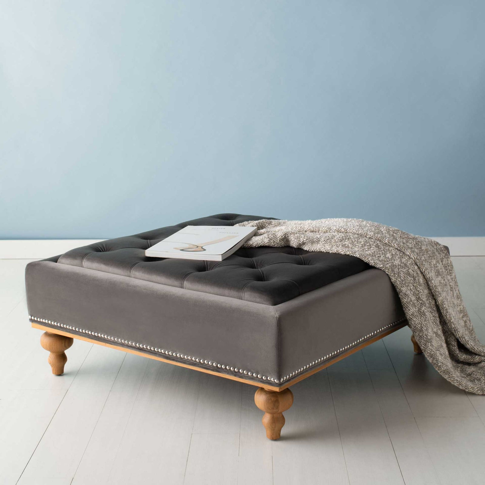 Rohan Tufted Ottoman Dark Gray