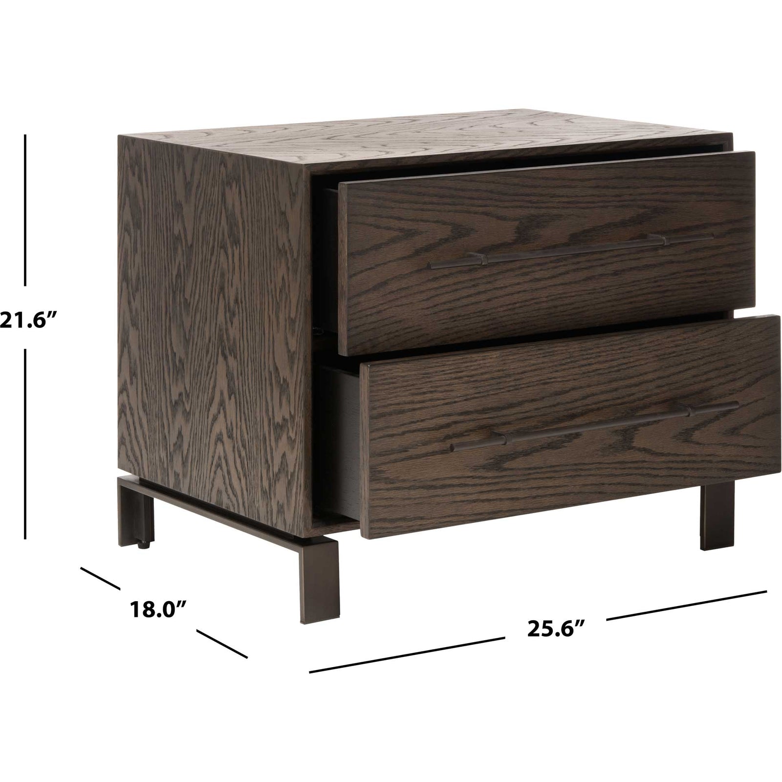 Silas 2 Drawer Wood Nightstand Dark Walnut