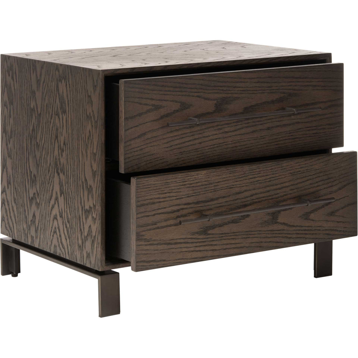 Silas 2 Drawer Wood Nightstand Dark Walnut