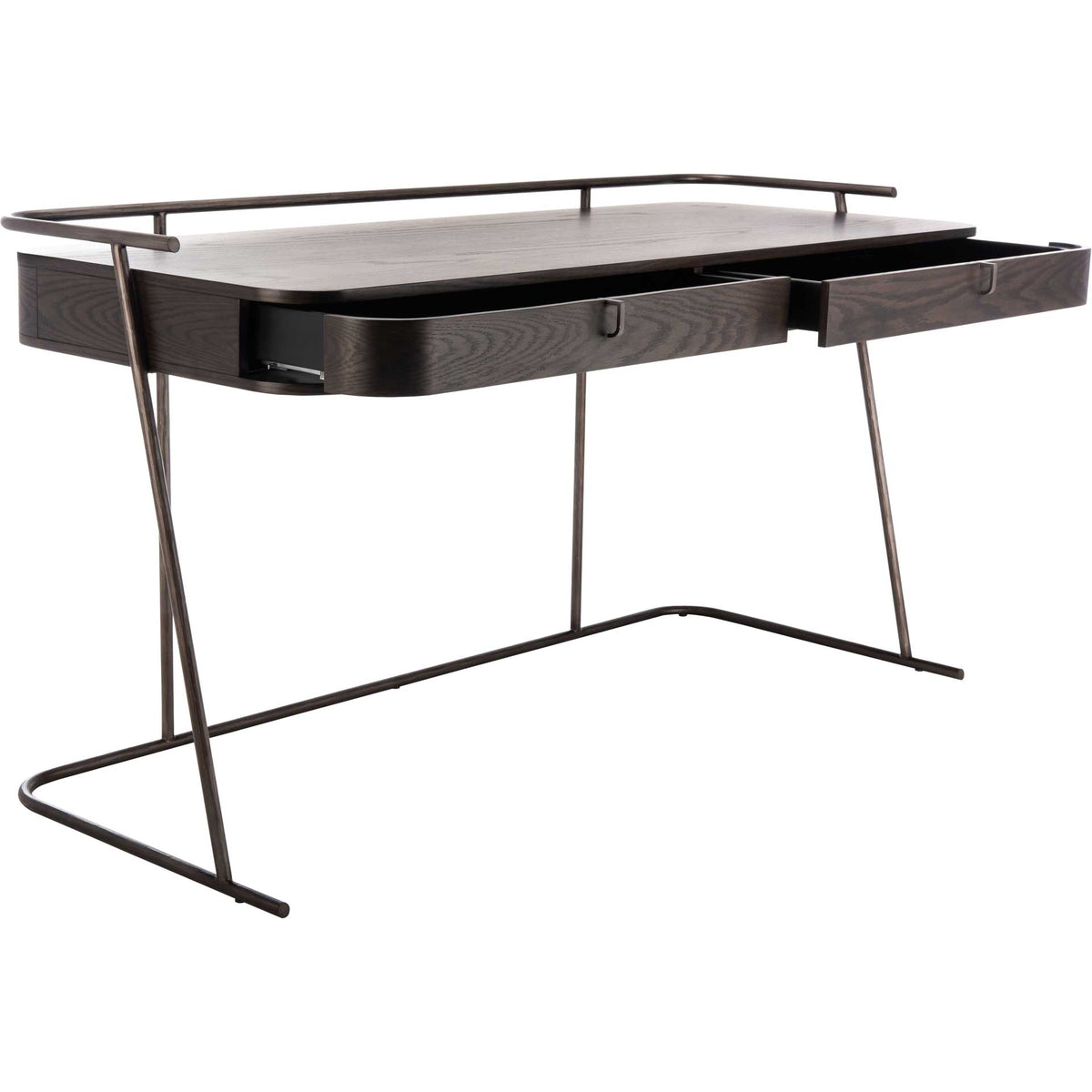 Feachey Modern Wood Desk Dark Walnut