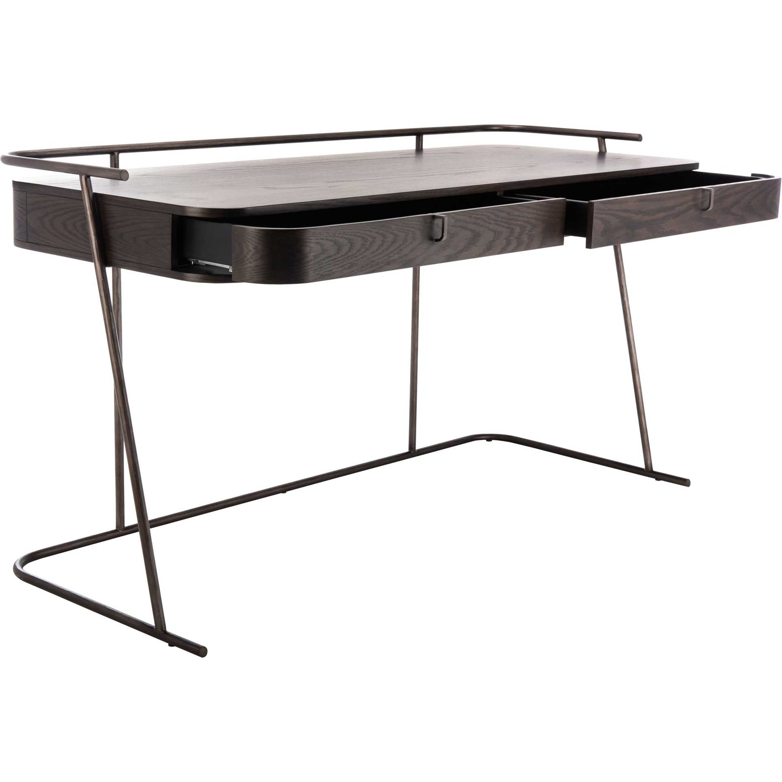 Feachey Modern Wood Desk Dark Walnut