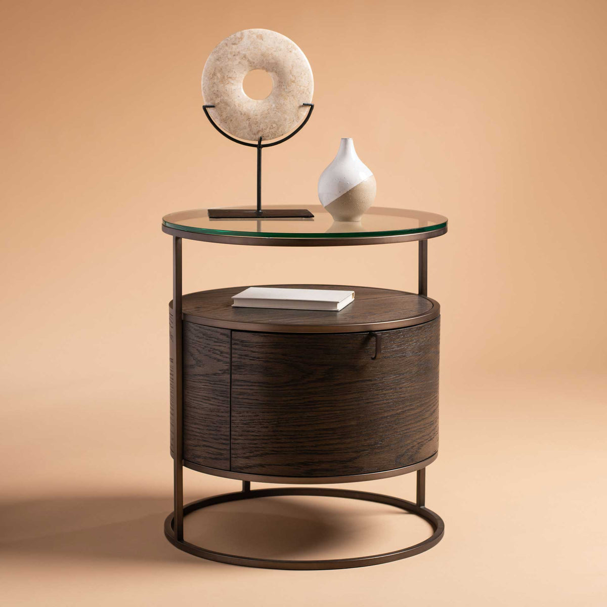 Robin Round 1 Drawer Nightstand Dark Walnut