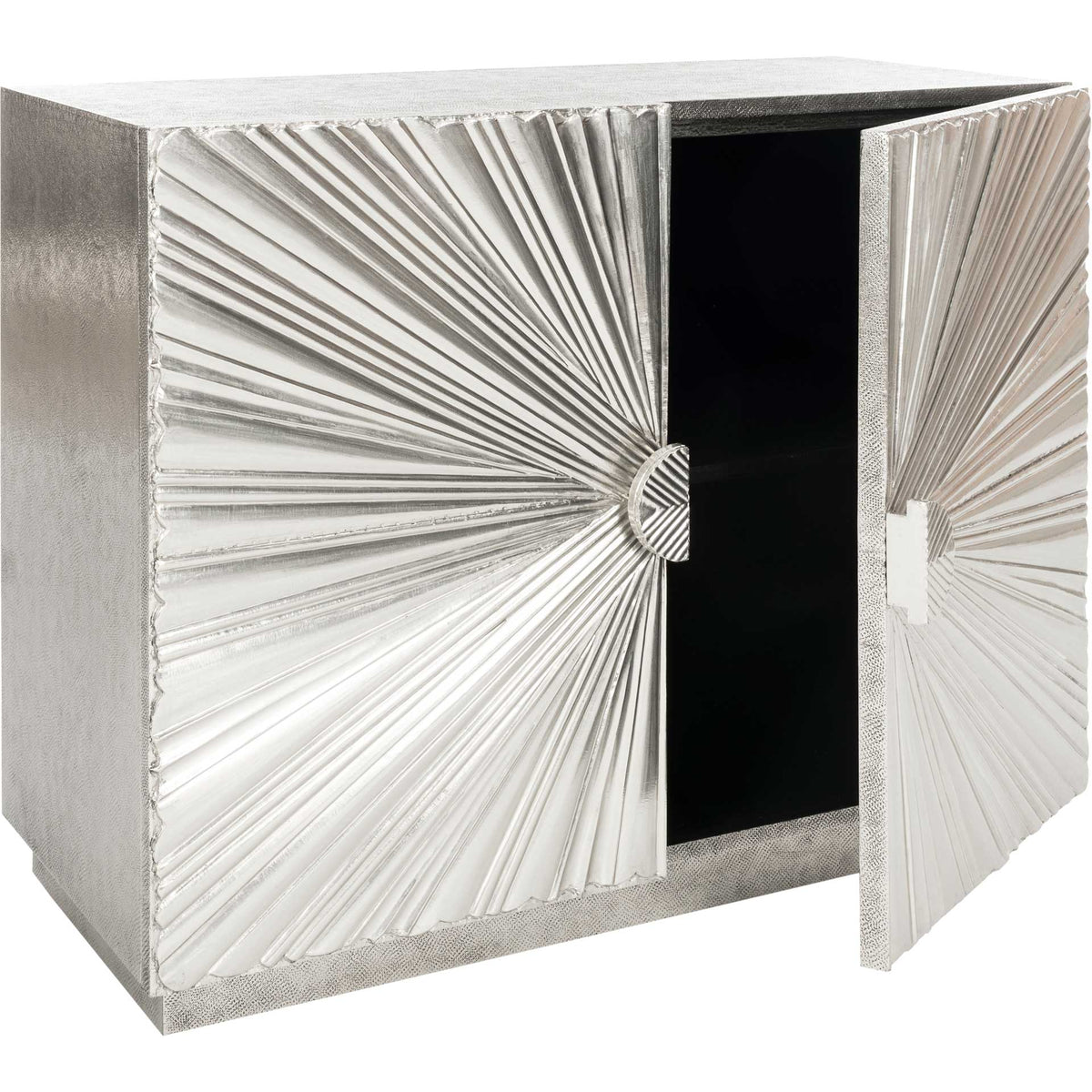 Sylvie Sunburst 2-Door Chest Silver