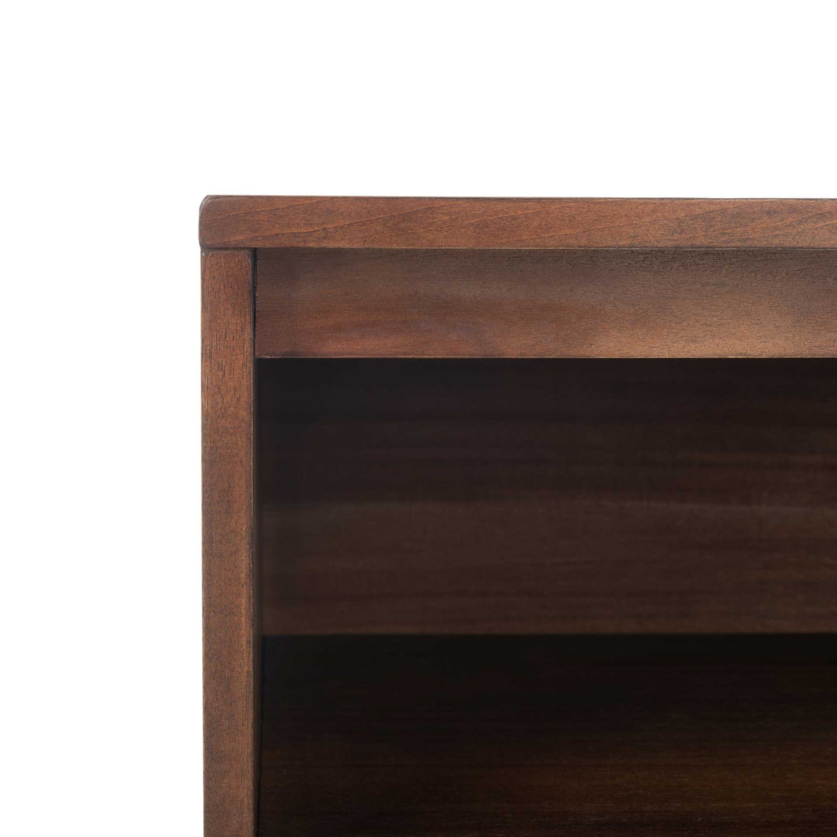 The open upper cubby offers a convenient home for books and bedside essentials