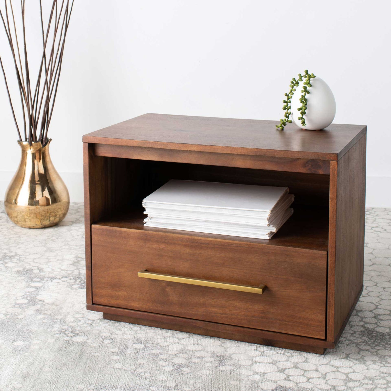 Magna 1 Drawer Nightstand Brown