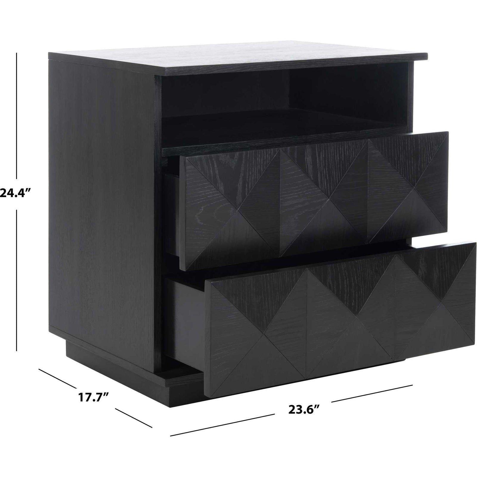 Palmetto 2 Drawer Nightstand Black