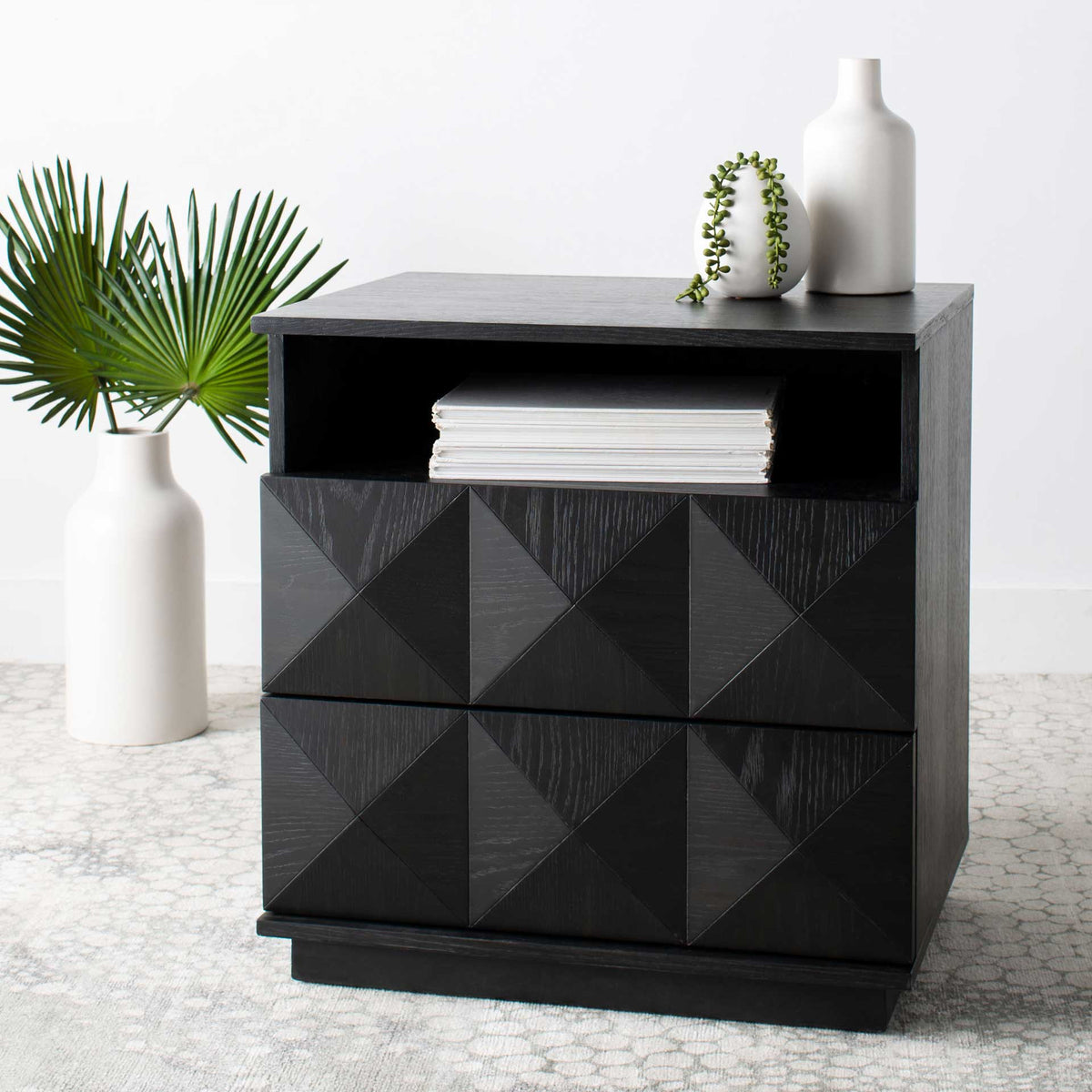 Palmetto 2 Drawer Nightstand Black