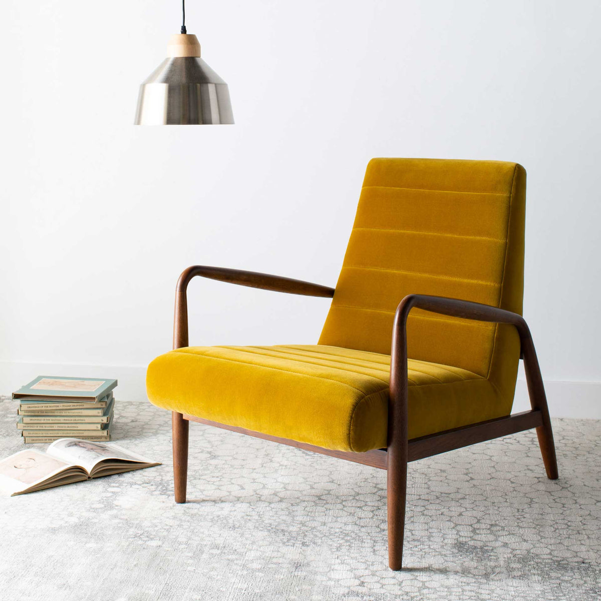 Wilson Channel Arm Chair Gold/Dark Walnut