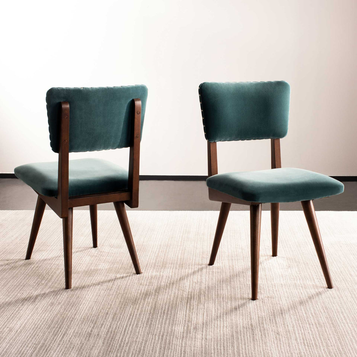 August Dining Chair Dark Teal/Dark Walnut (Set of 2)