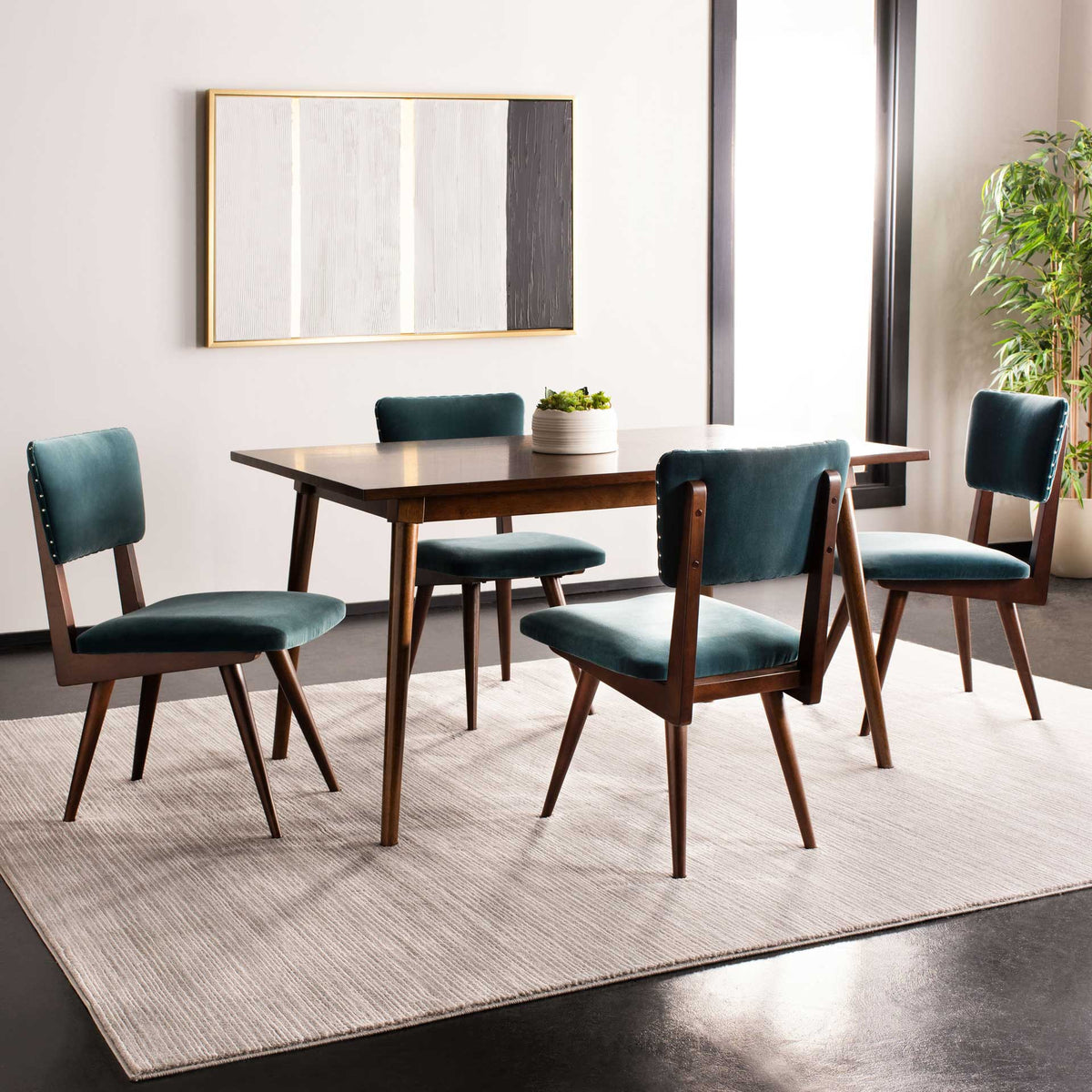 August Dining Chair Dark Teal/Dark Walnut (Set of 2)