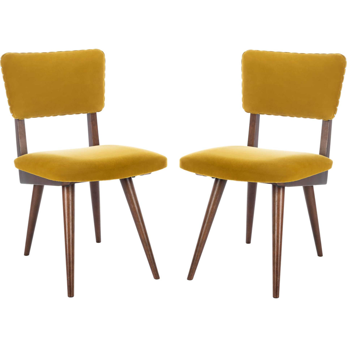 August Dining Chair Gold/Dark Walnut (Set of 2)