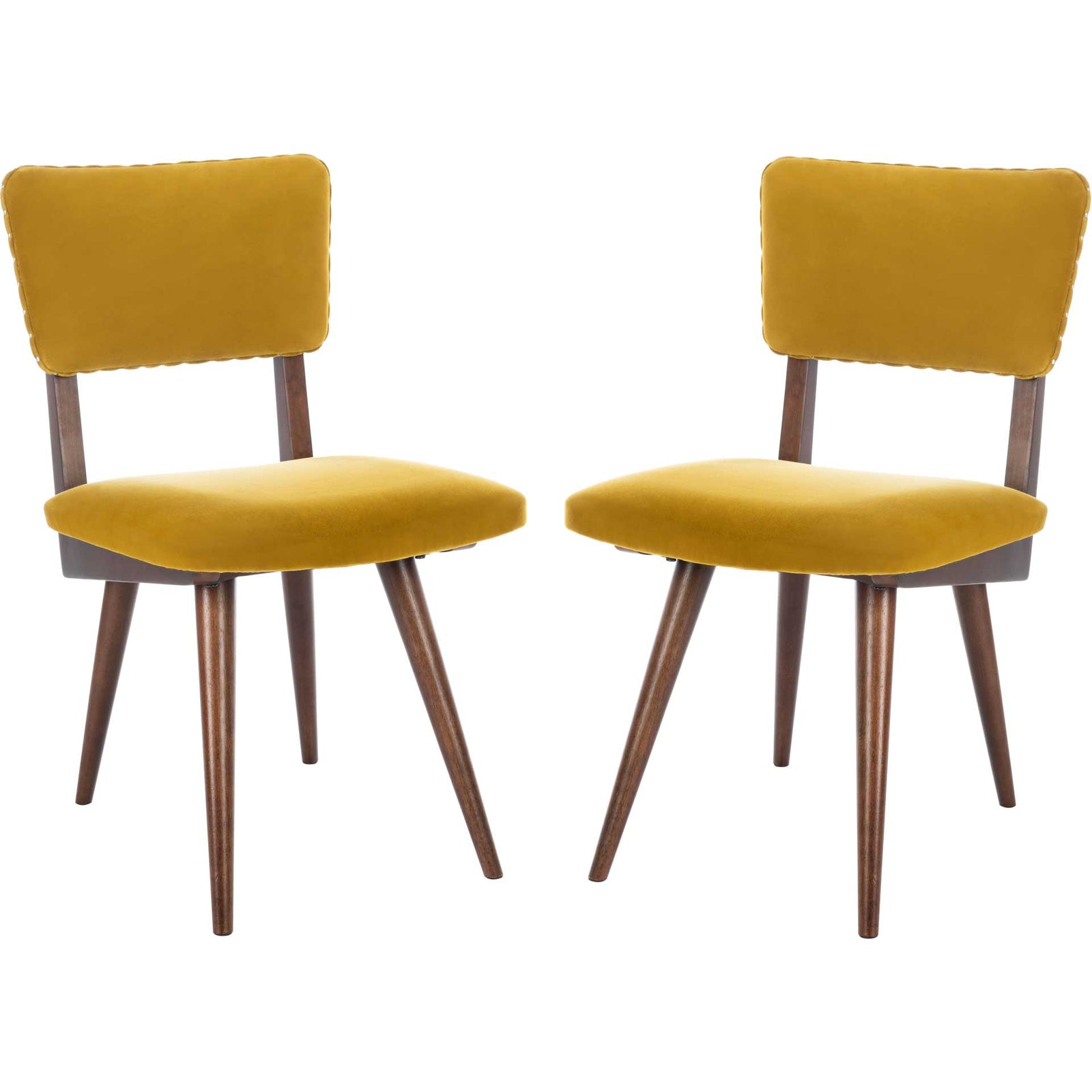 August Dining Chair Gold/Dark Walnut (Set of 2)