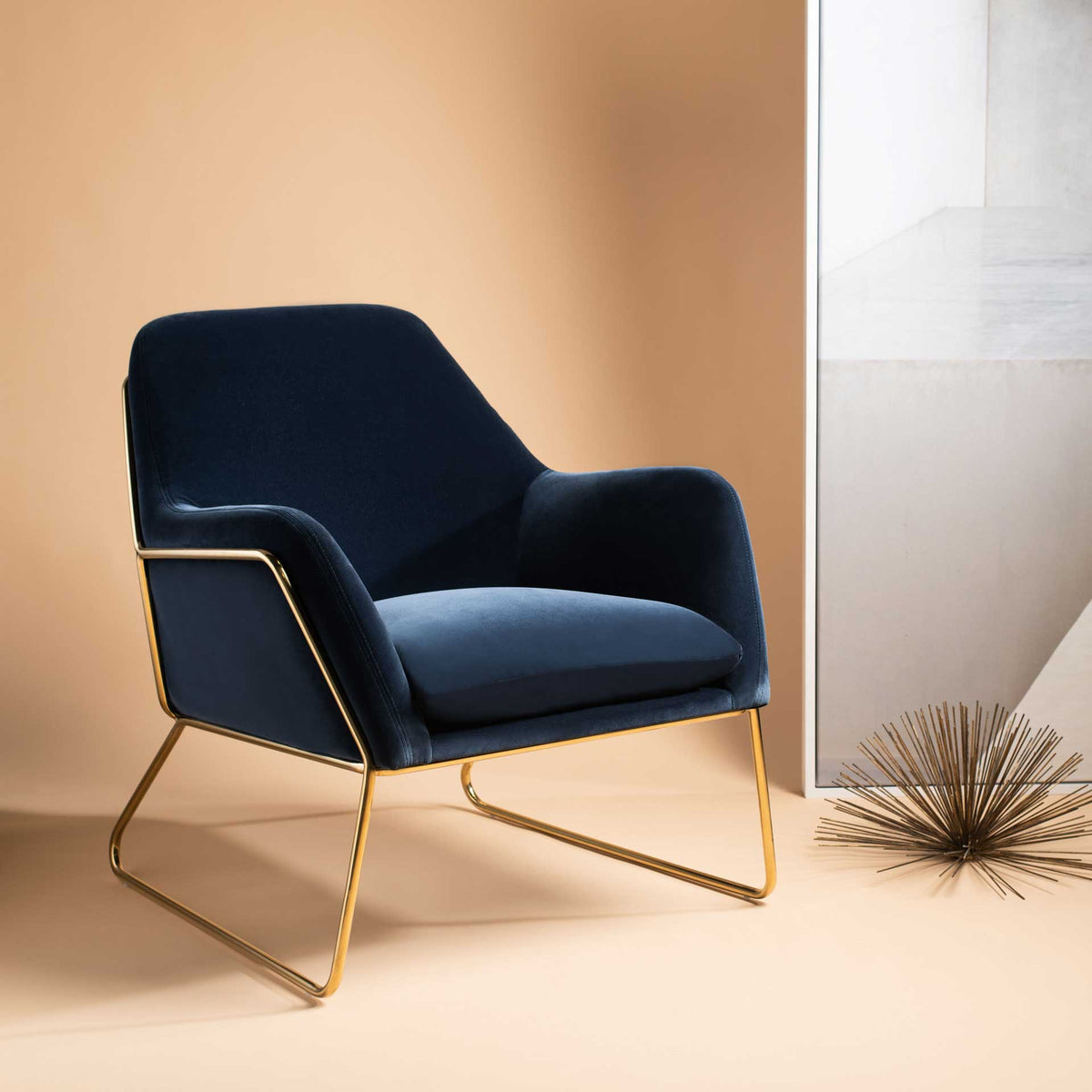 Millard Metal Frame Accent Chair Navy