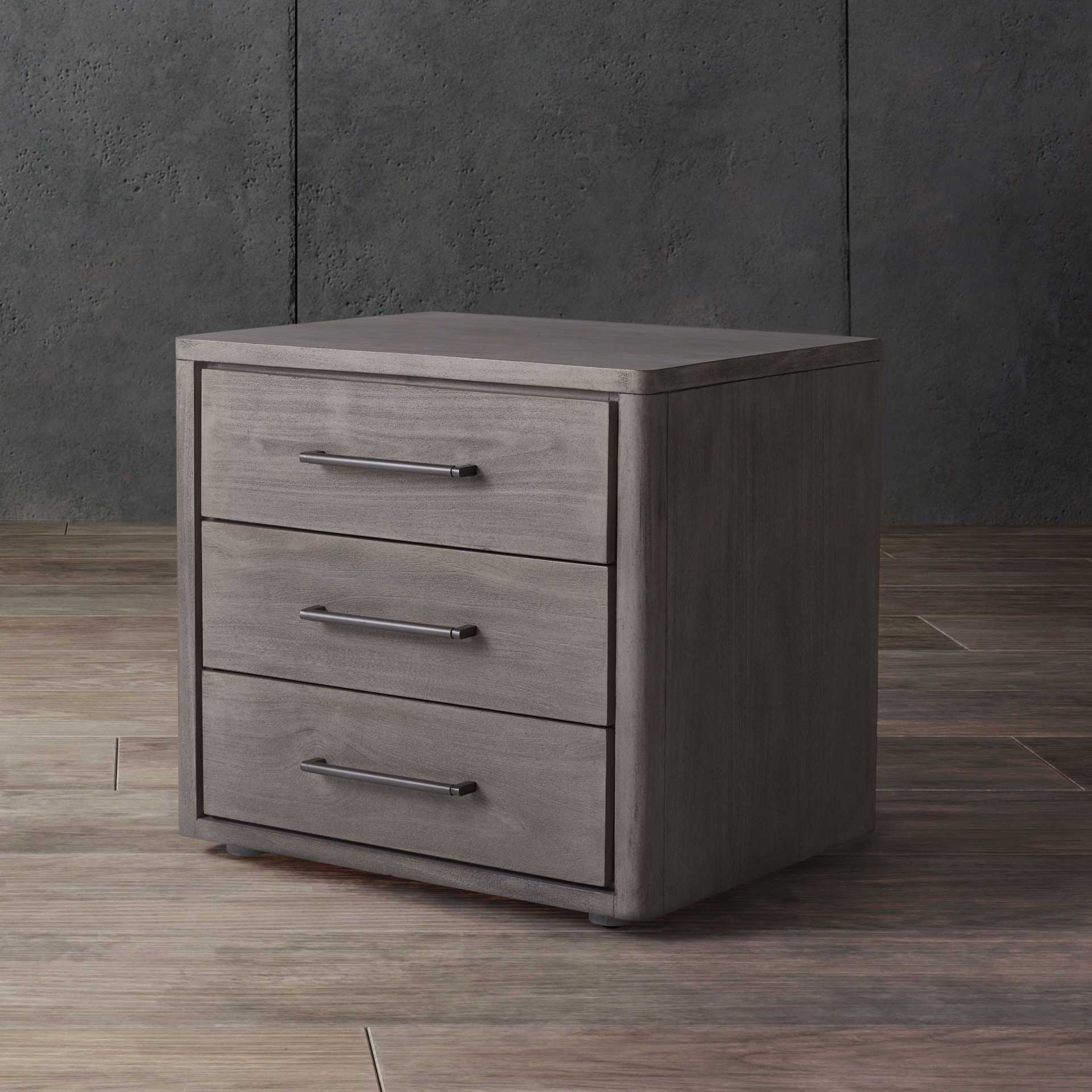 Romilly 3 Drawer Wood Nightstand Light Gray