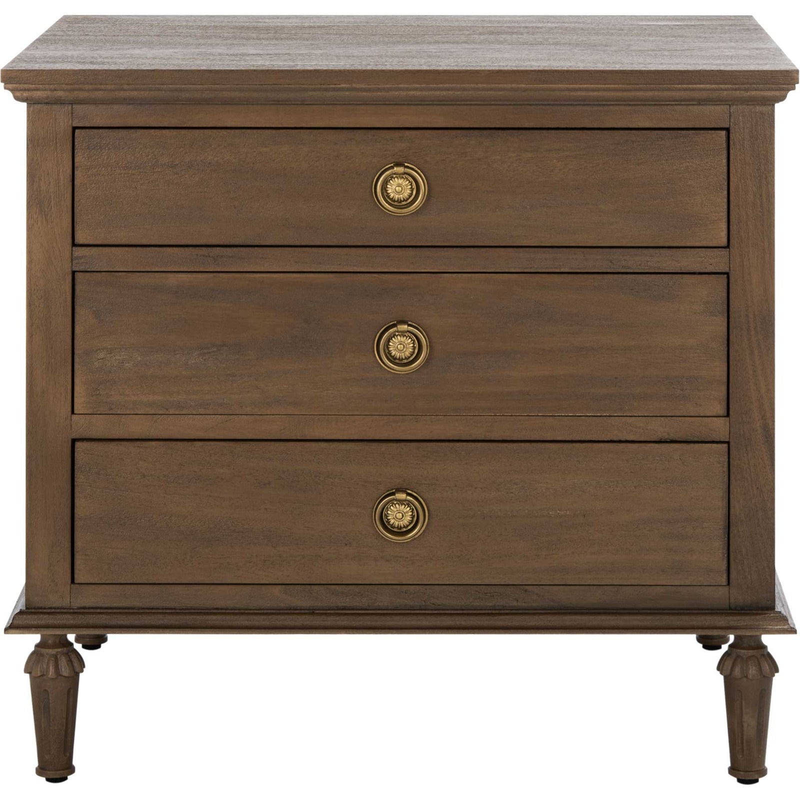 Lila 3 Drawer Wood Nightstand Brown