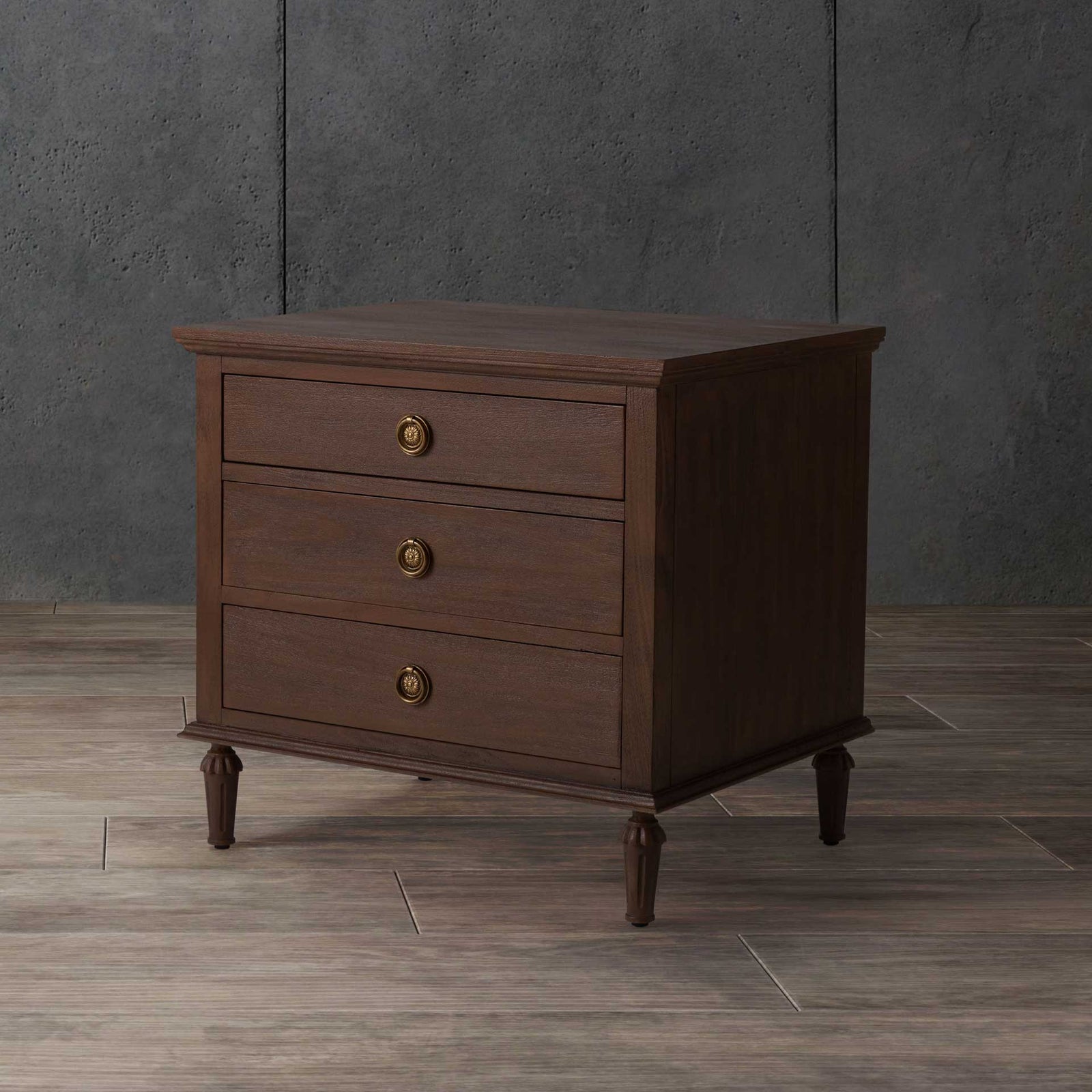 Lila 3 Drawer Wood Nightstand Brown