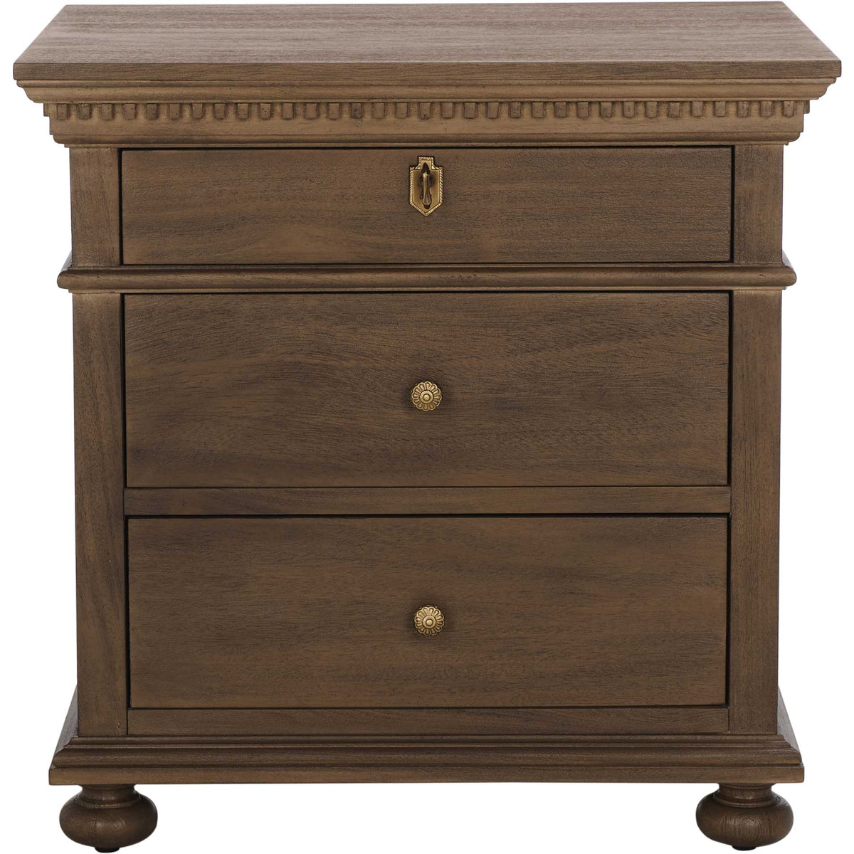 Alanis 3 Drawer Wood Nightstand Brown