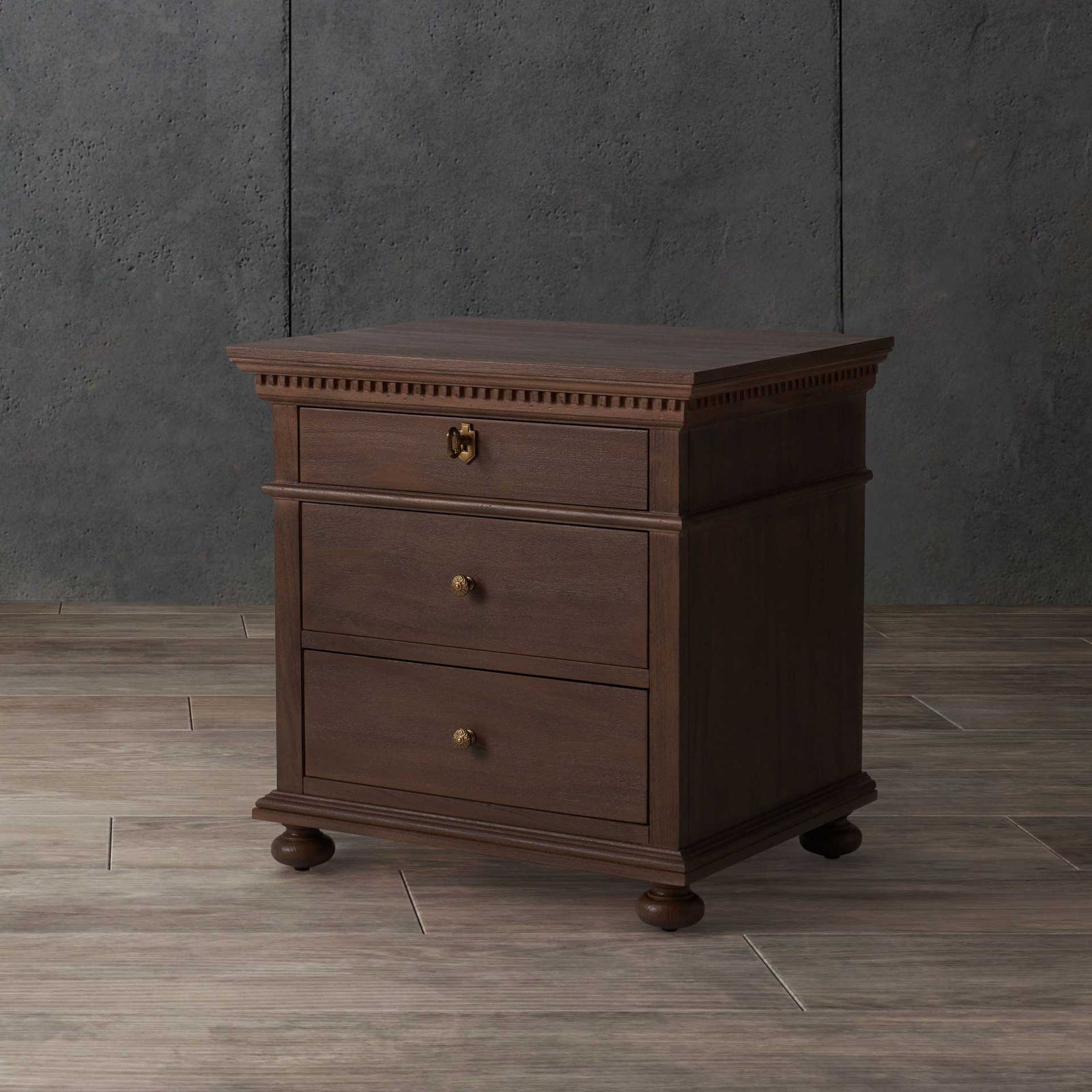 Alanis 3 Drawer Wood Nightstand Brown