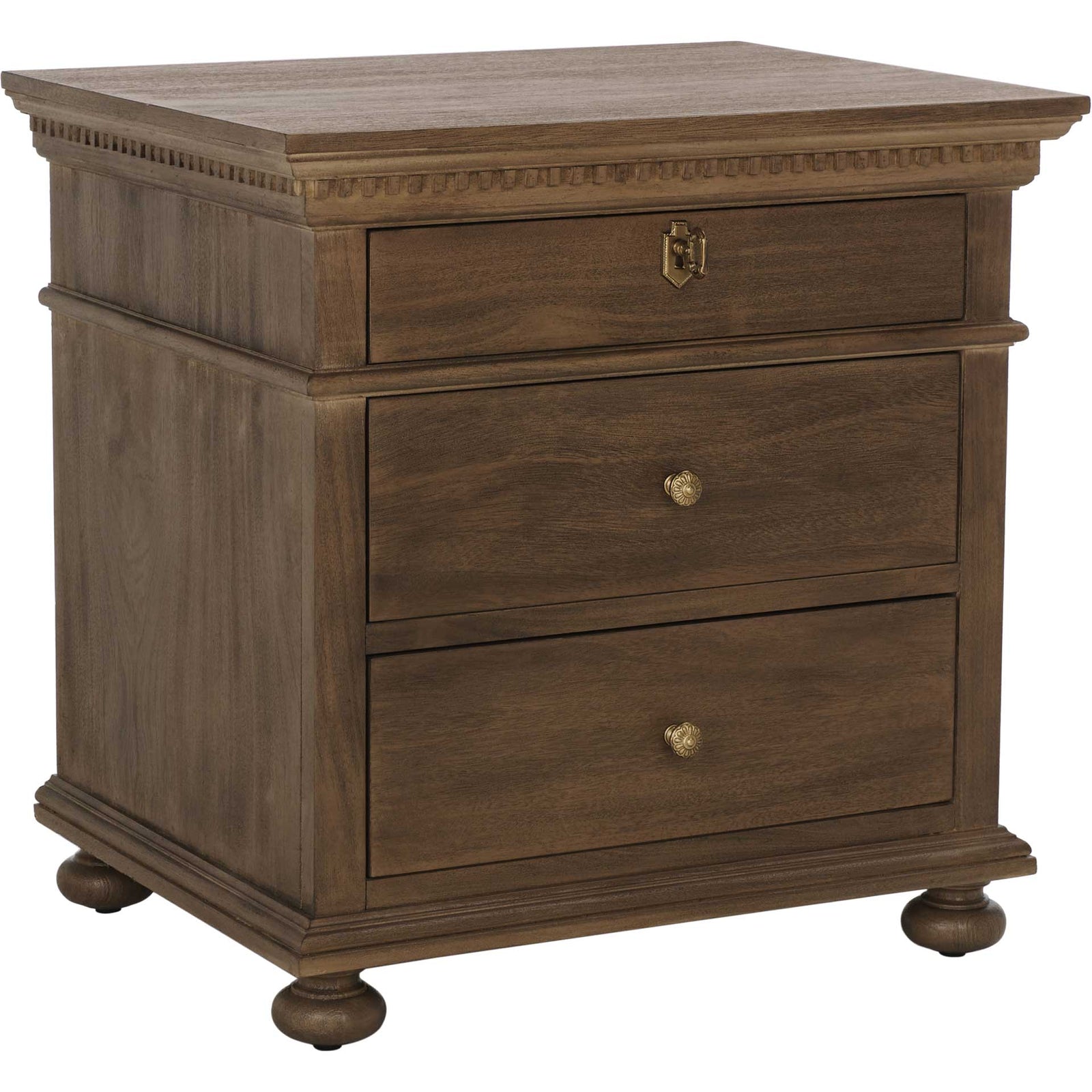 Alanis 3 Drawer Wood Nightstand Brown