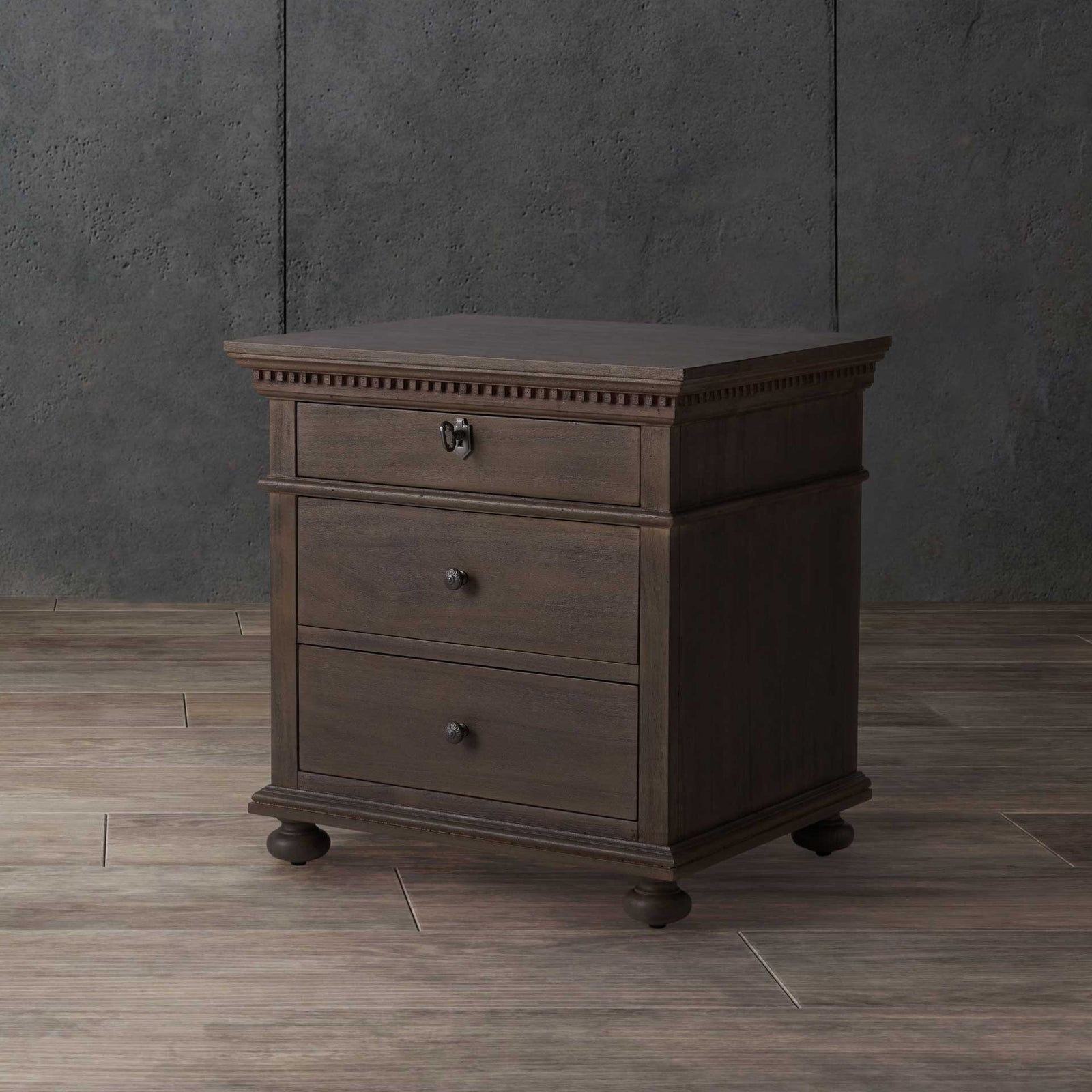 Alanis 3 Drawer Wood Nightstand Light Brown