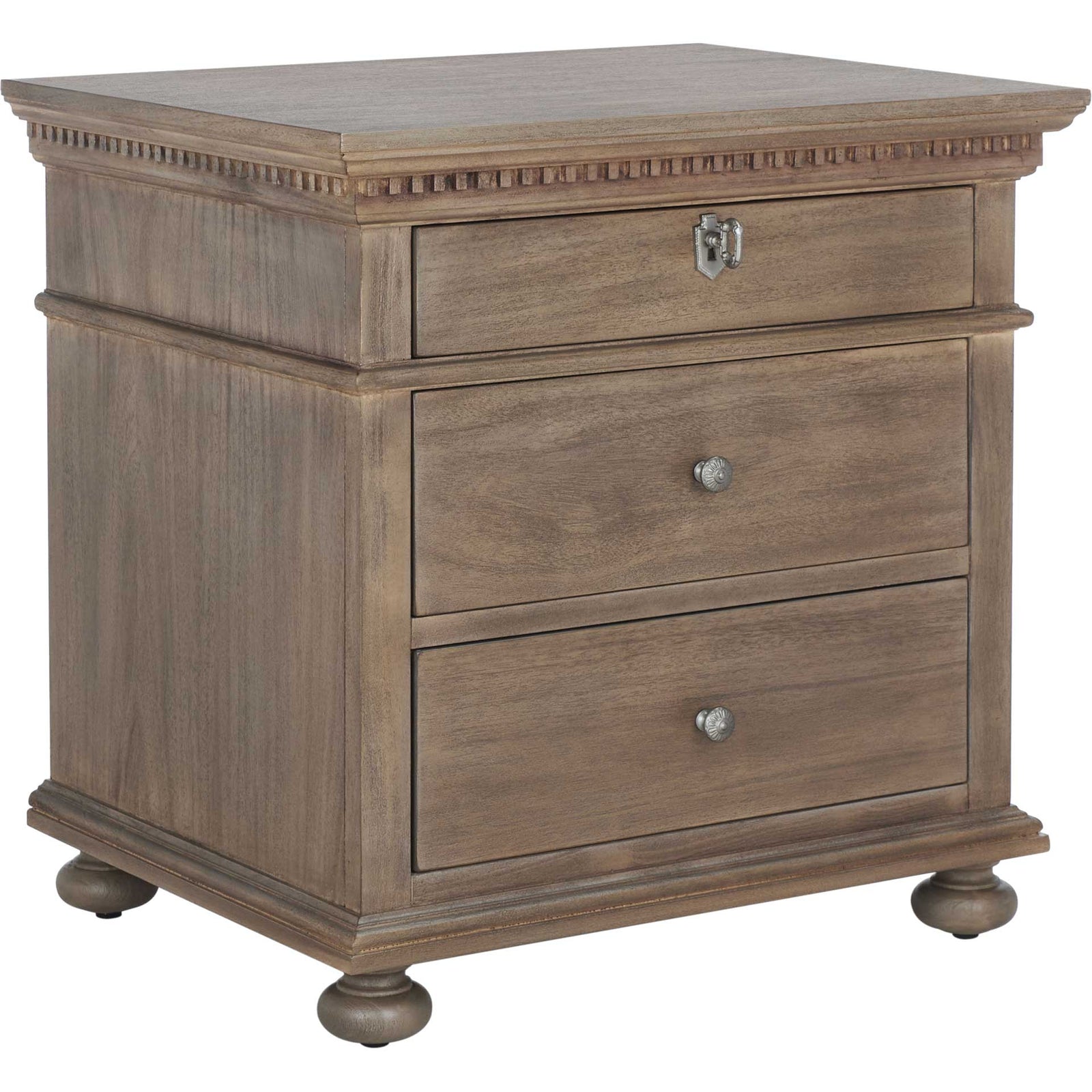 Alanis 3 Drawer Wood Nightstand Light Brown