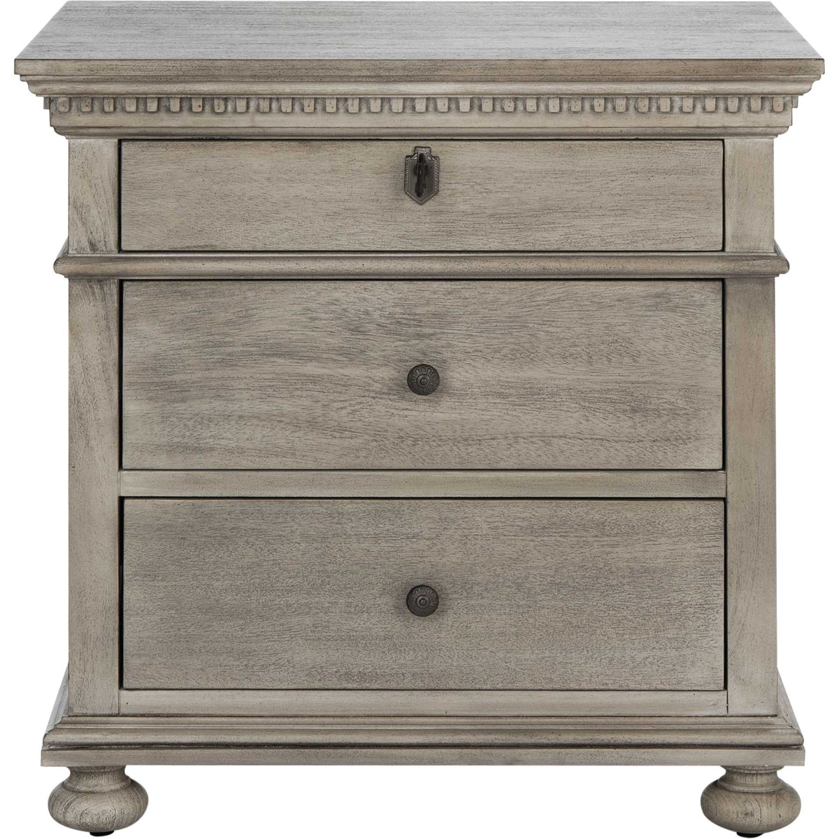 Alanis 3 Drawer Wood Nightstand Light Gray