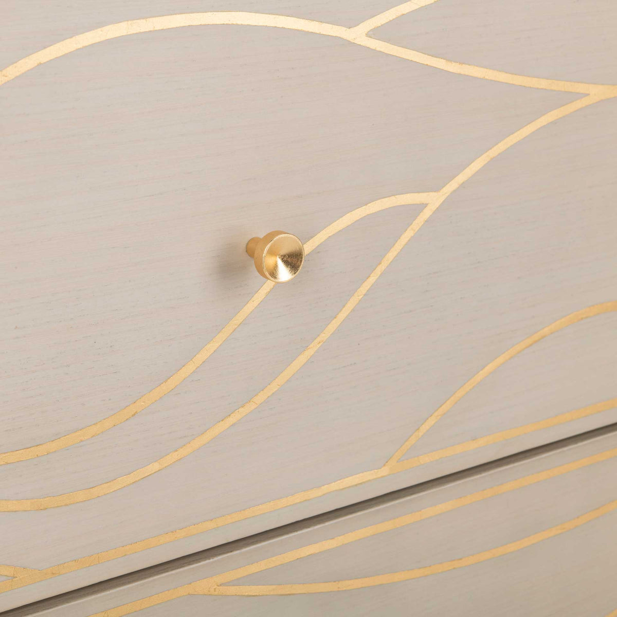 Brett Antique Gold Wave Nightstand White/Gold