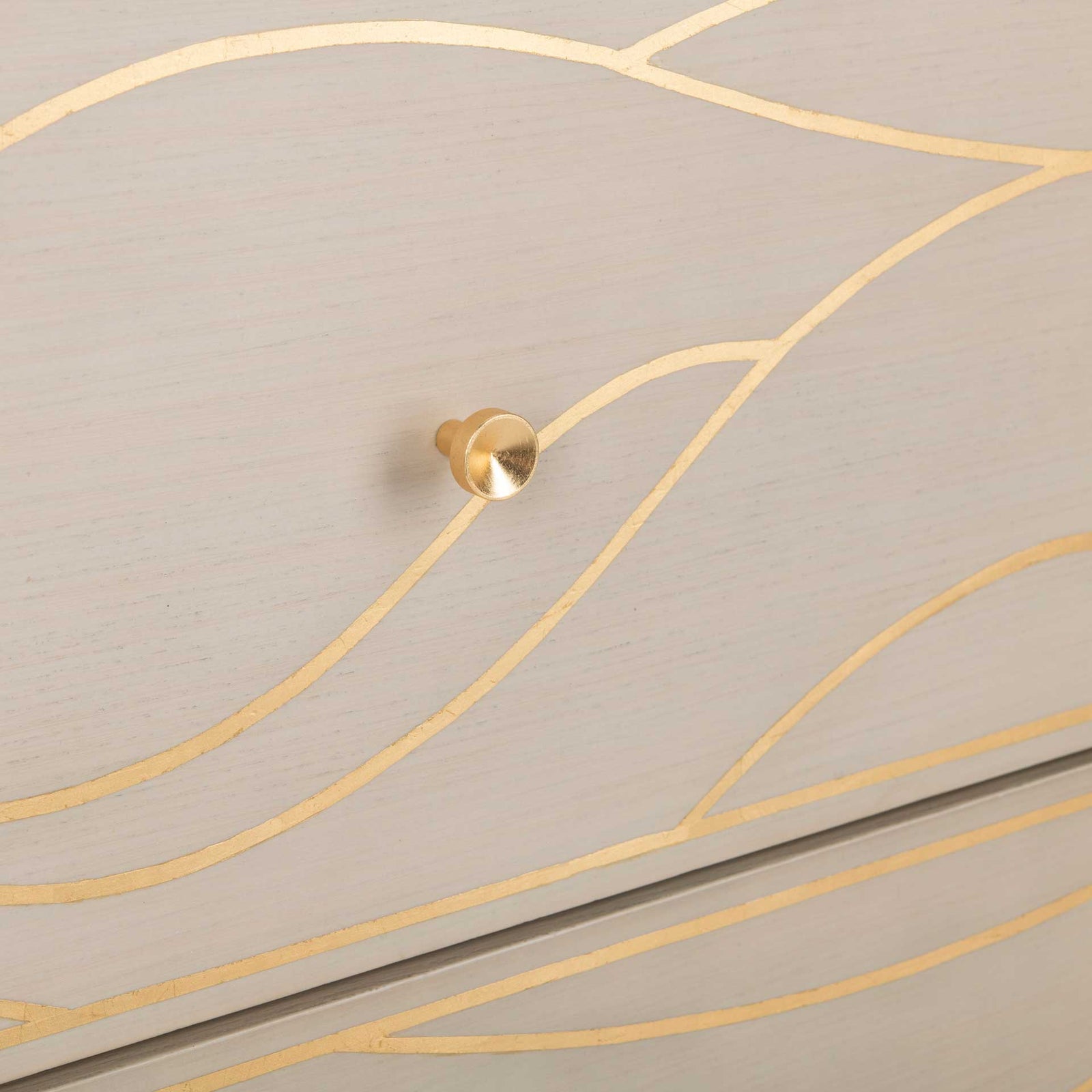 Brett Antique Gold Wave Nightstand White/Gold