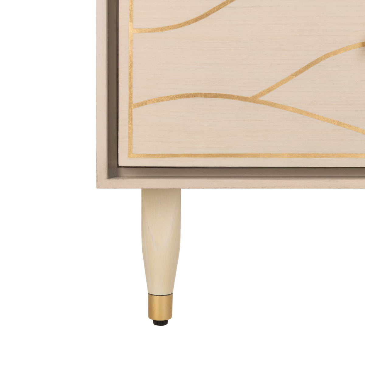 Brett Antique Gold Wave Nightstand White/Gold