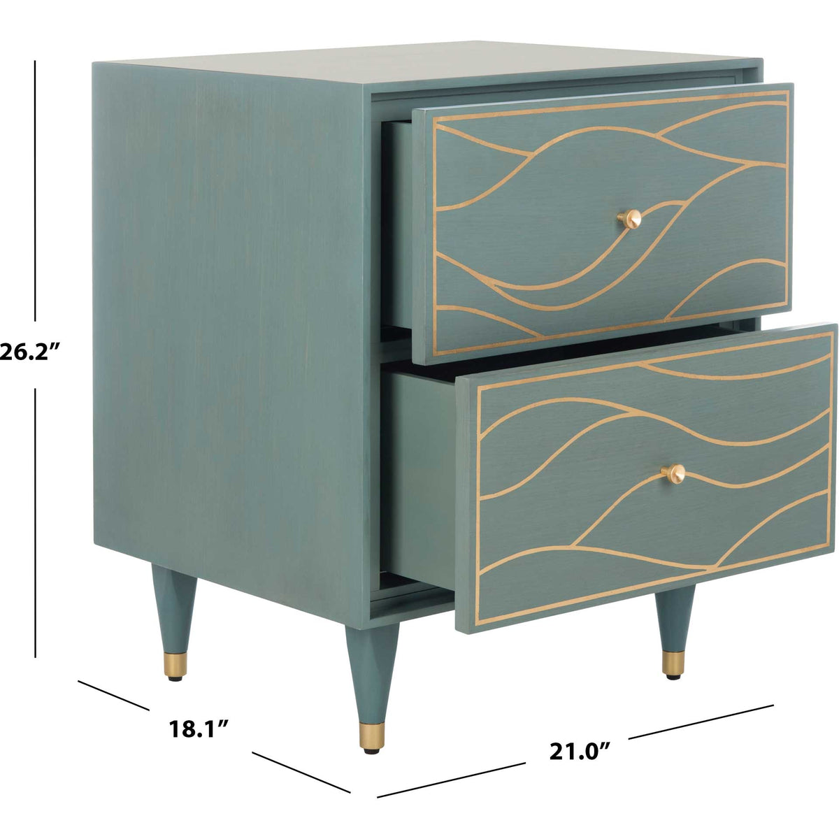 Brett Antique Gold Wave Nightstand Seafoam