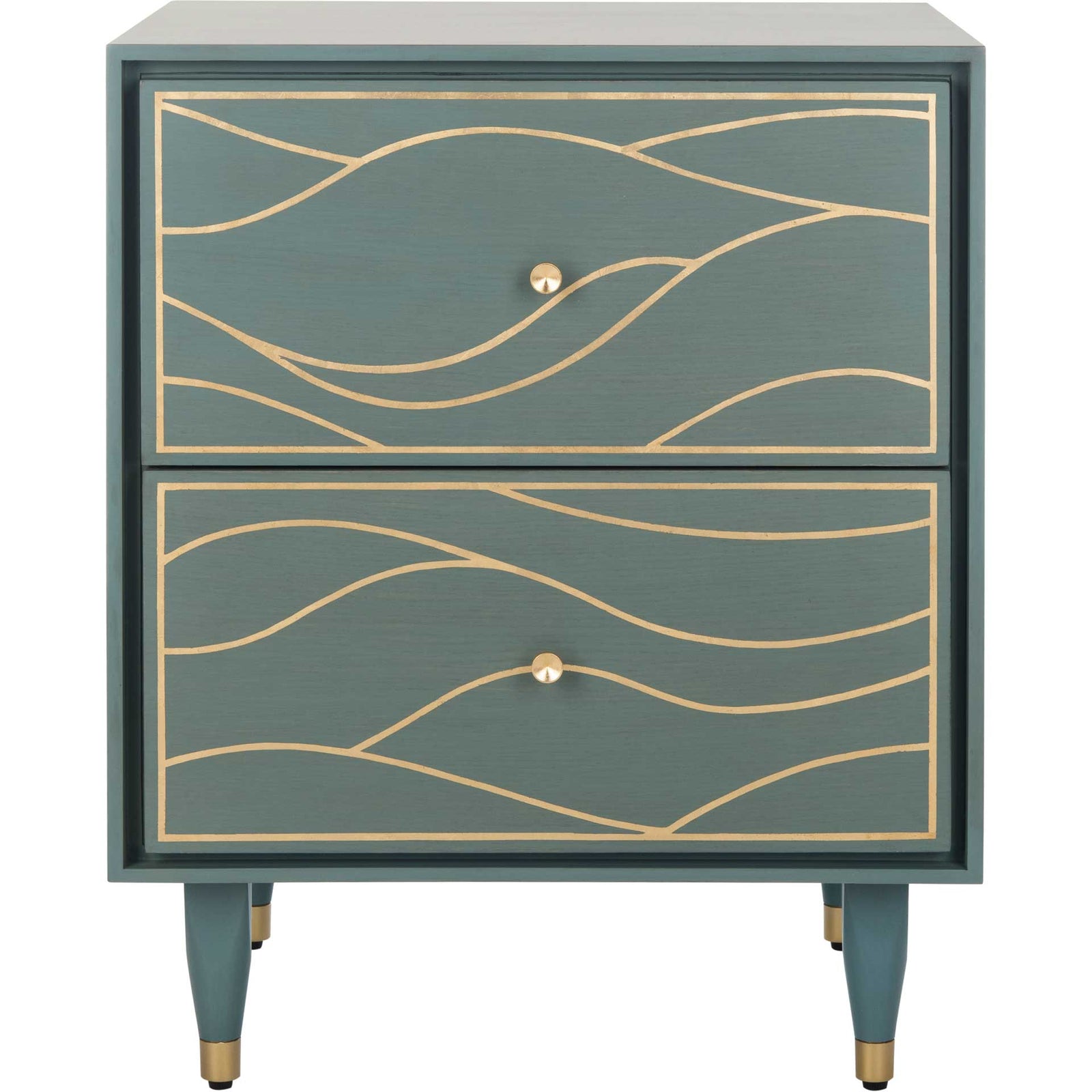 Brett Antique Gold Wave Nightstand Seafoam