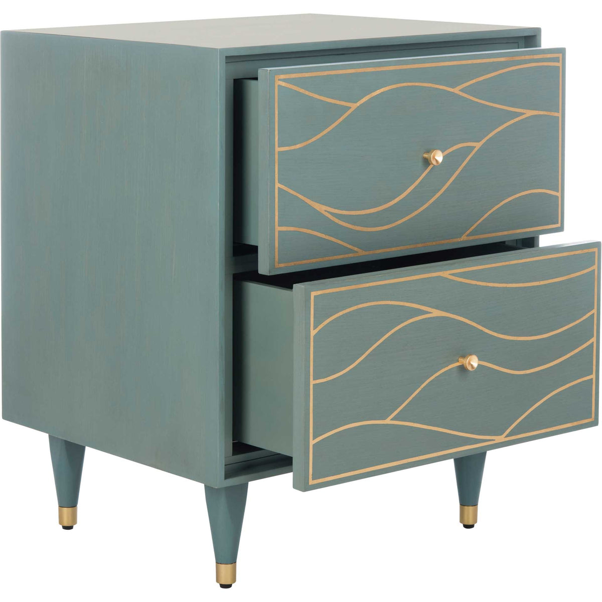 Brett Antique Gold Wave Nightstand Seafoam