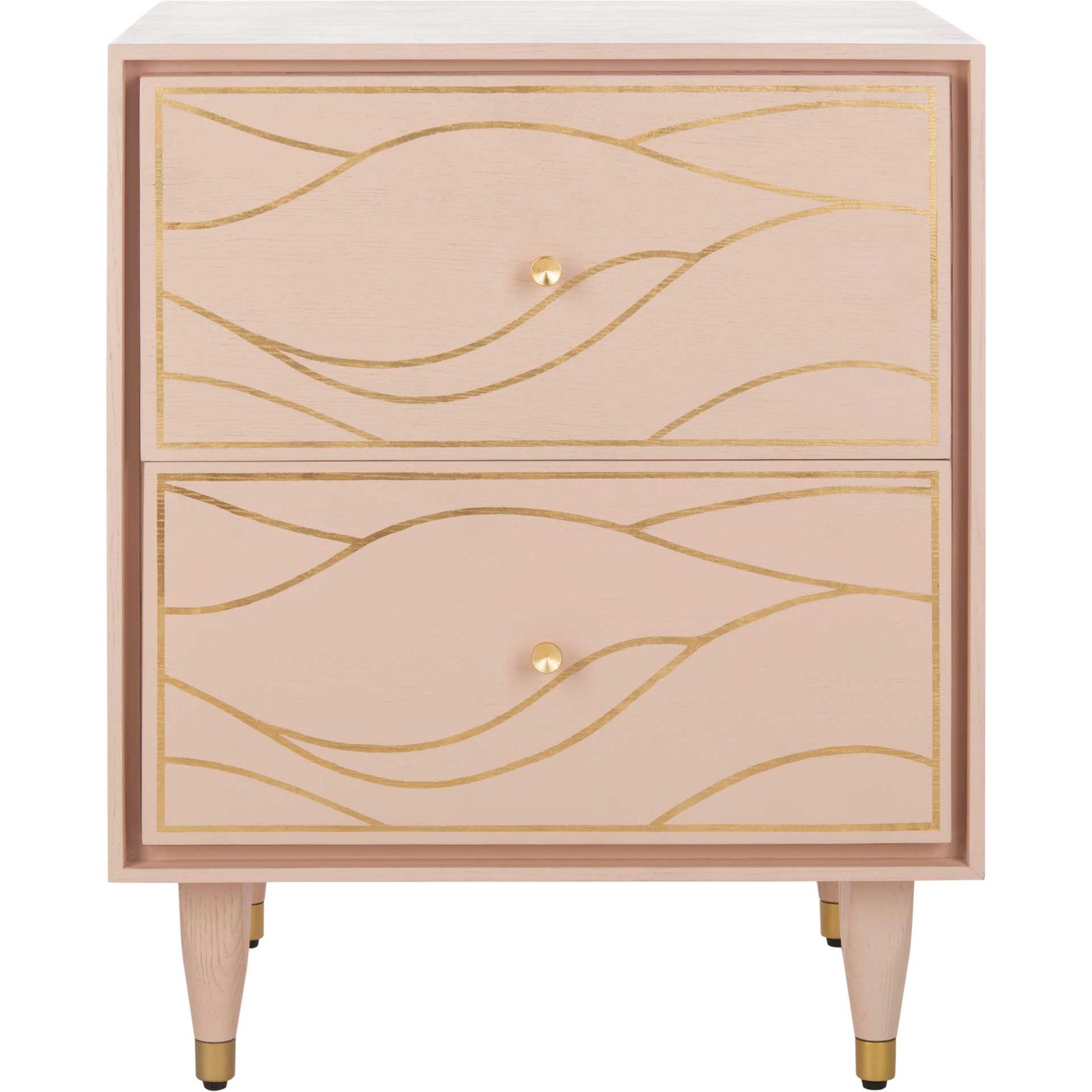 Brett Antique Gold Wave Nightstand Pink/Gold