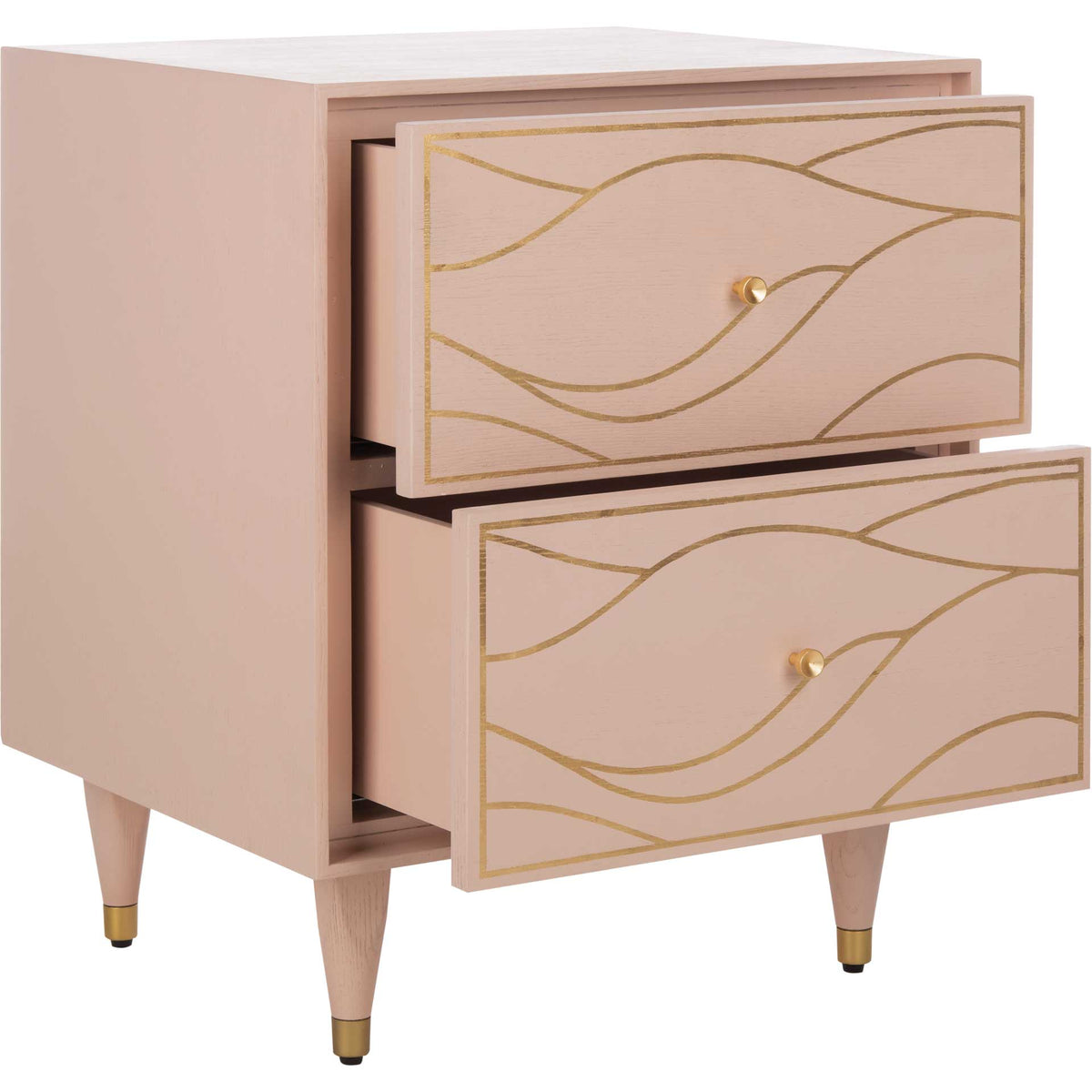 Brett Antique Gold Wave Nightstand Pink/Gold