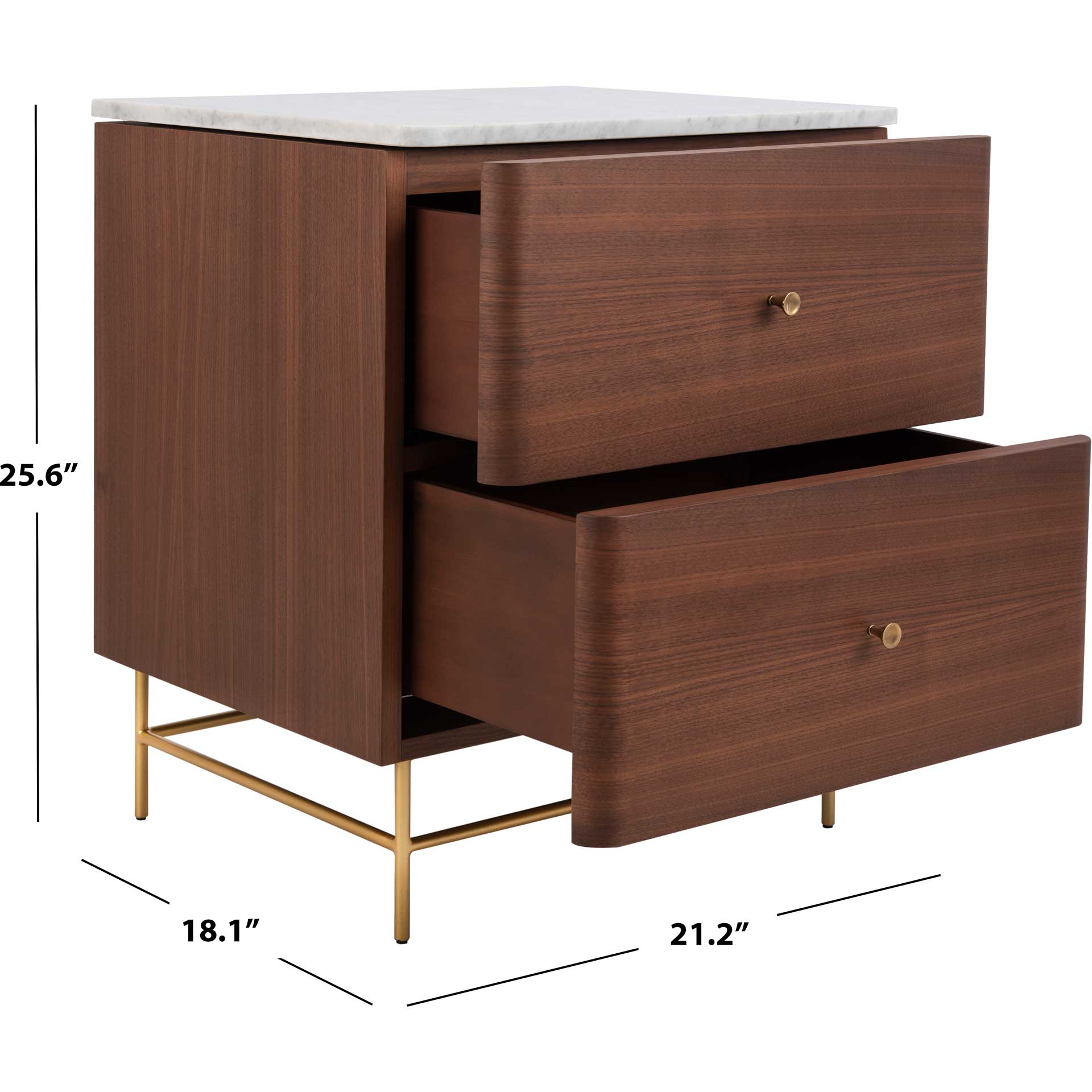 Chart 2 Drawer Nightstand Natural/Gold