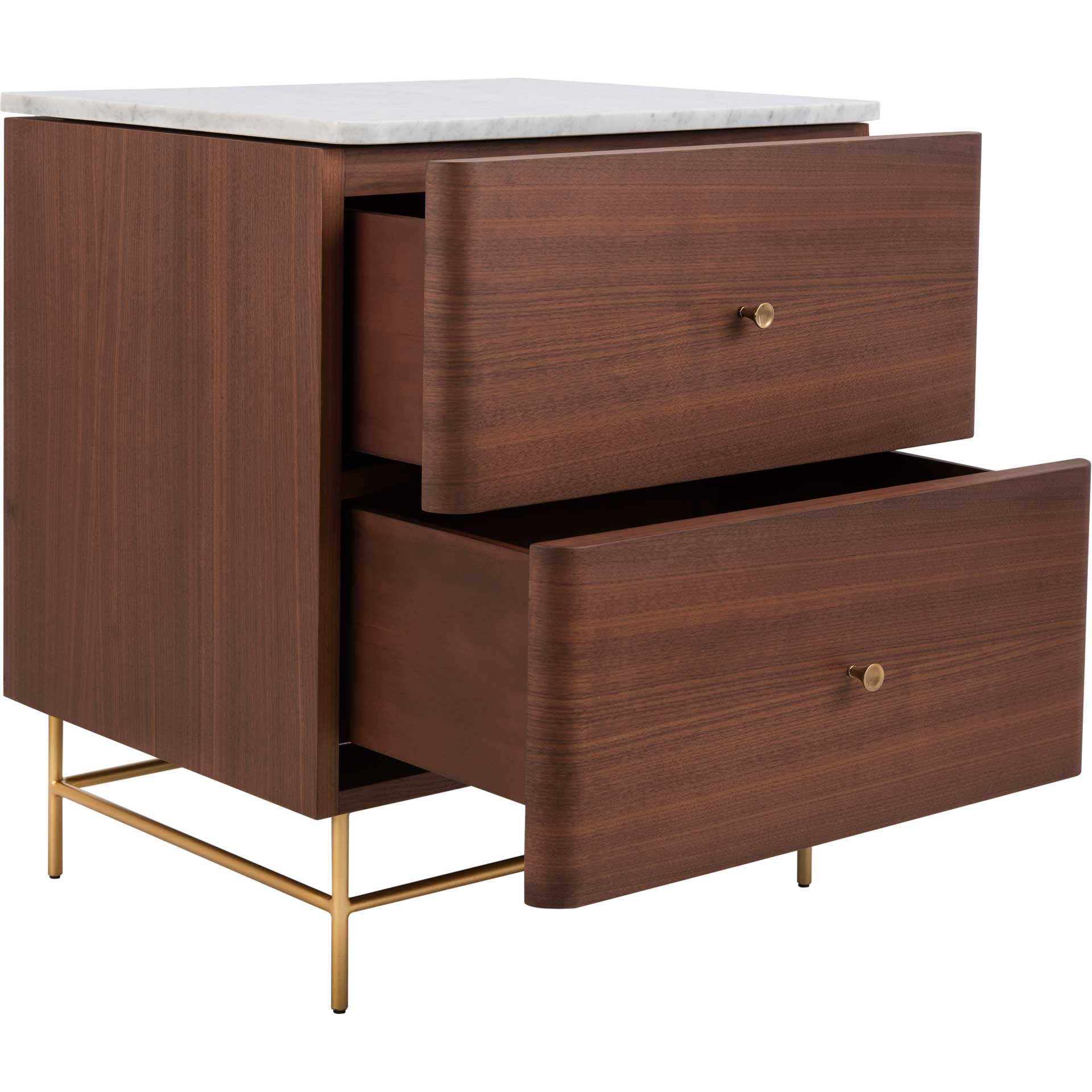 Chart 2 Drawer Nightstand Natural/Gold
