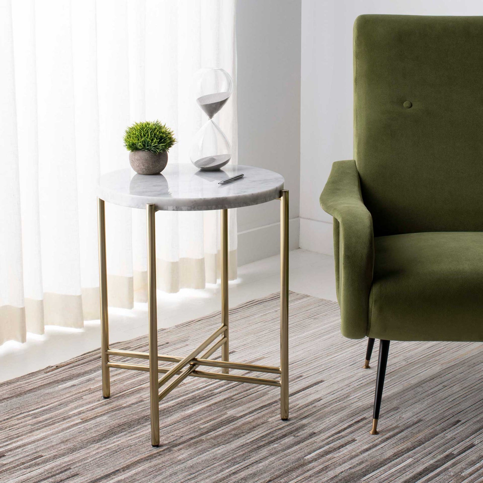 Caden End Table White/Gold