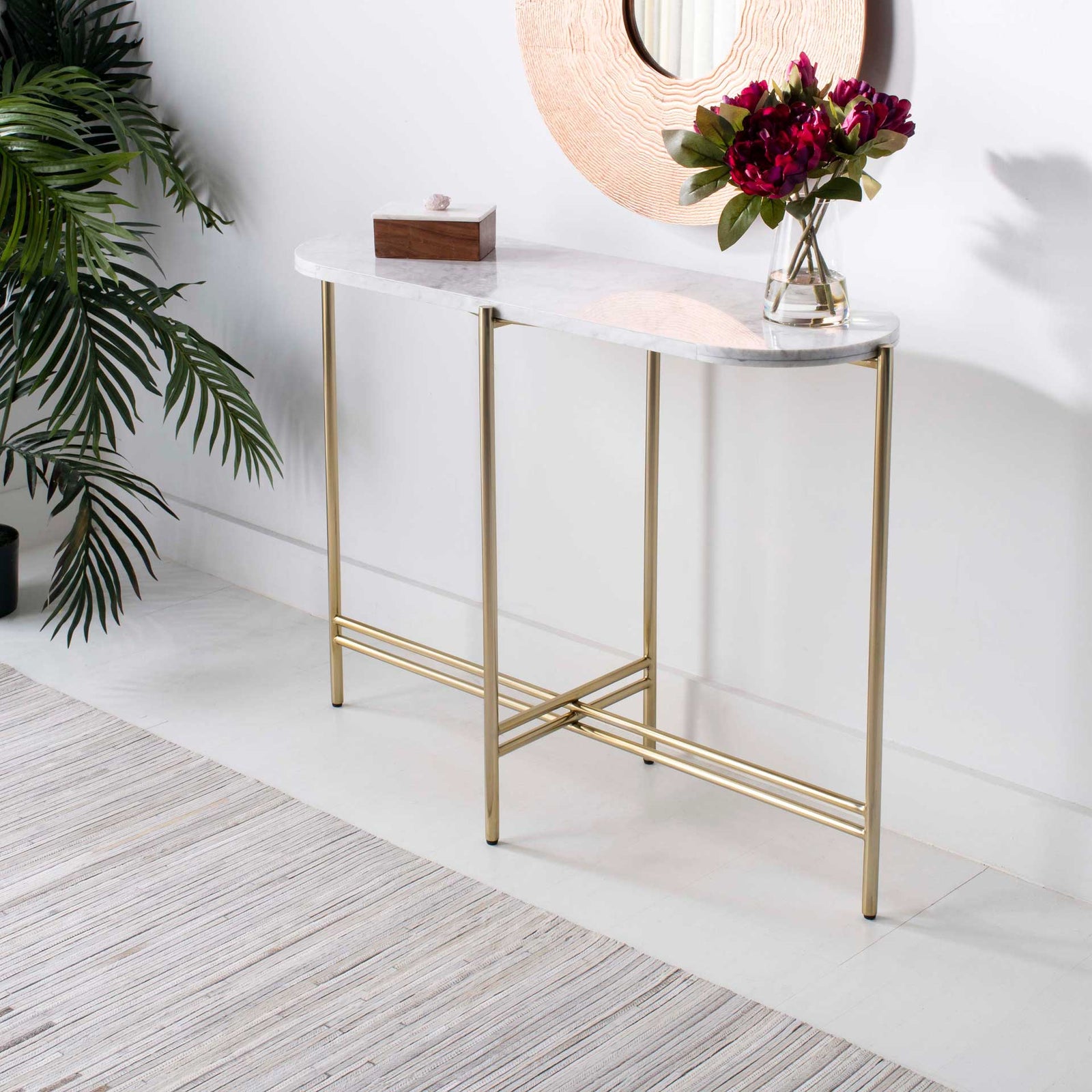Caden Small Console Table White/Gold