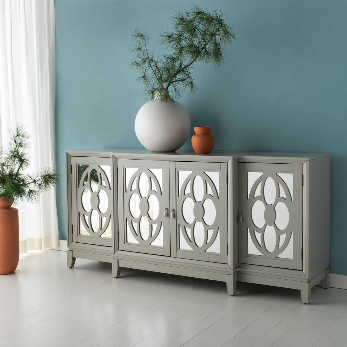 Makani Mirrored Sideboard Gray