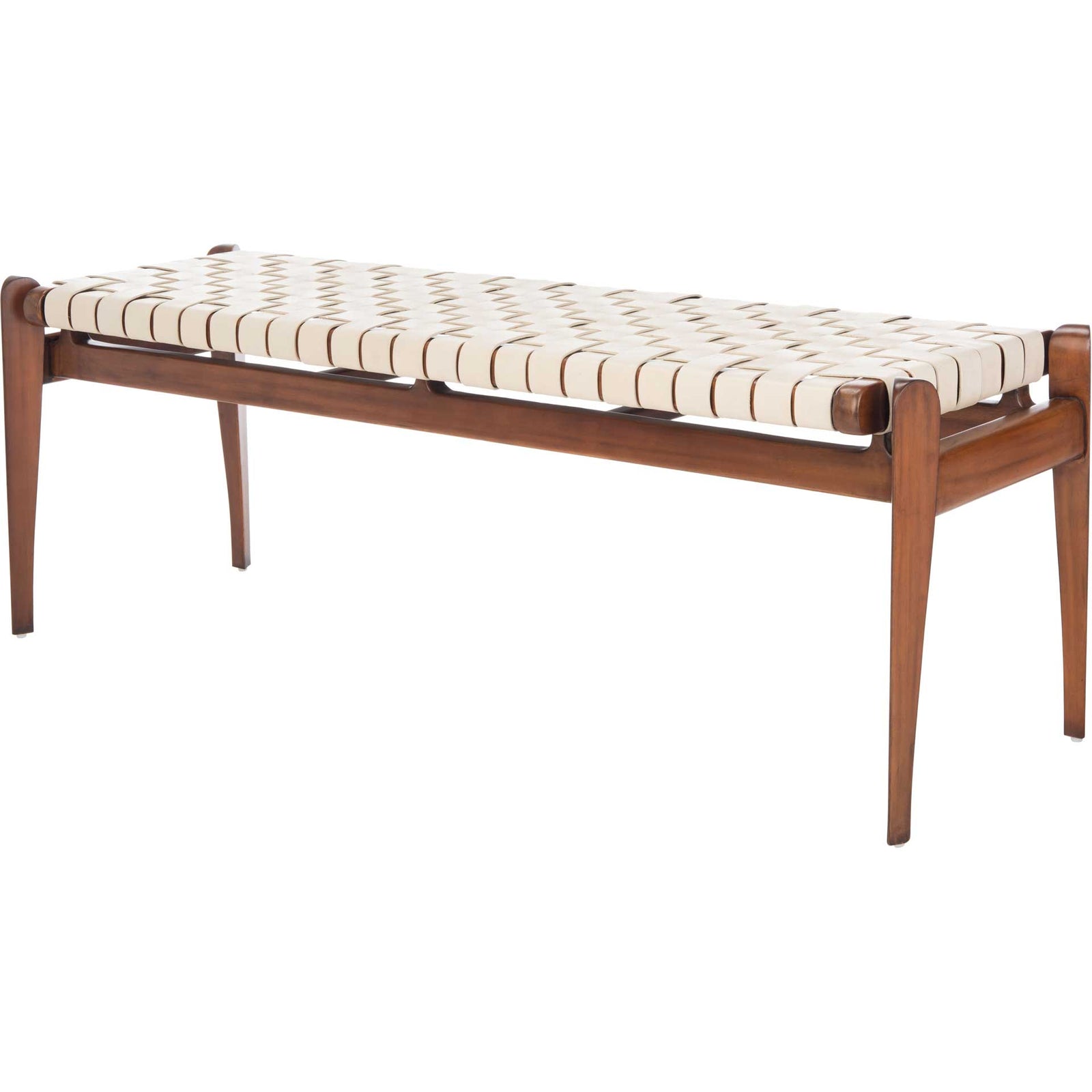 Diya Leather Bench White/Light Brown