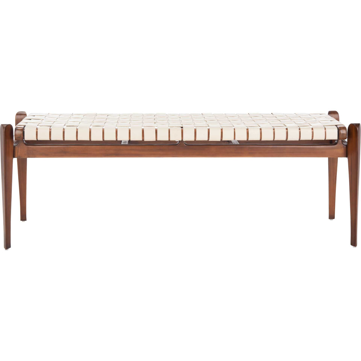 Diya Leather Bench White/Light Brown