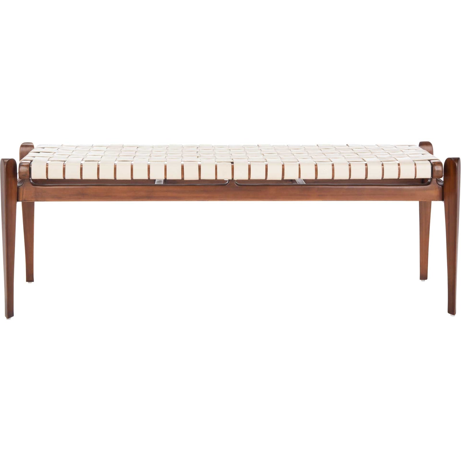 Diya Leather Bench White/Light Brown