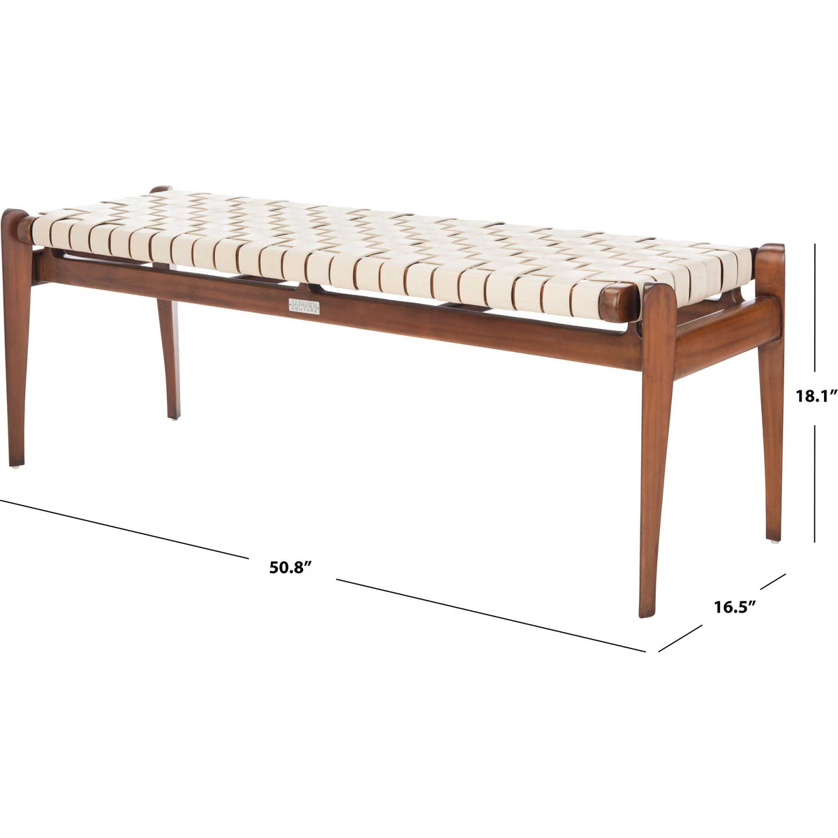 Diya Leather Bench White/Light Brown