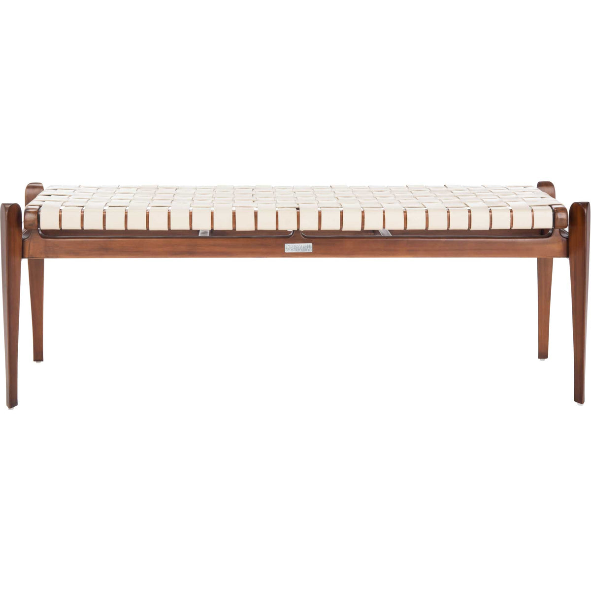 Diya Leather Bench White/Light Brown