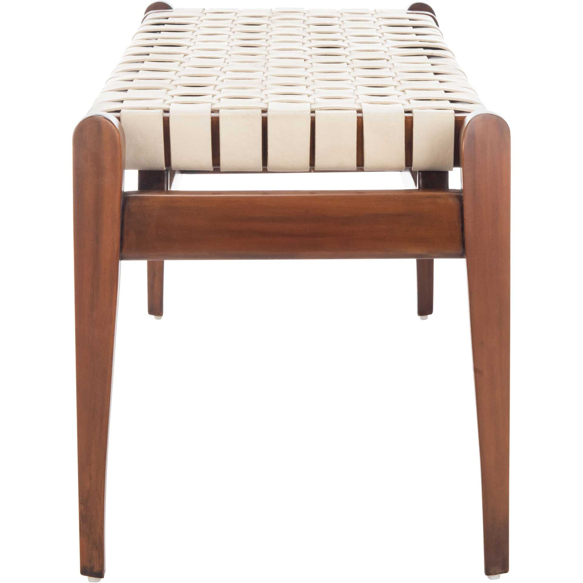 Diya Leather Bench White/Light Brown