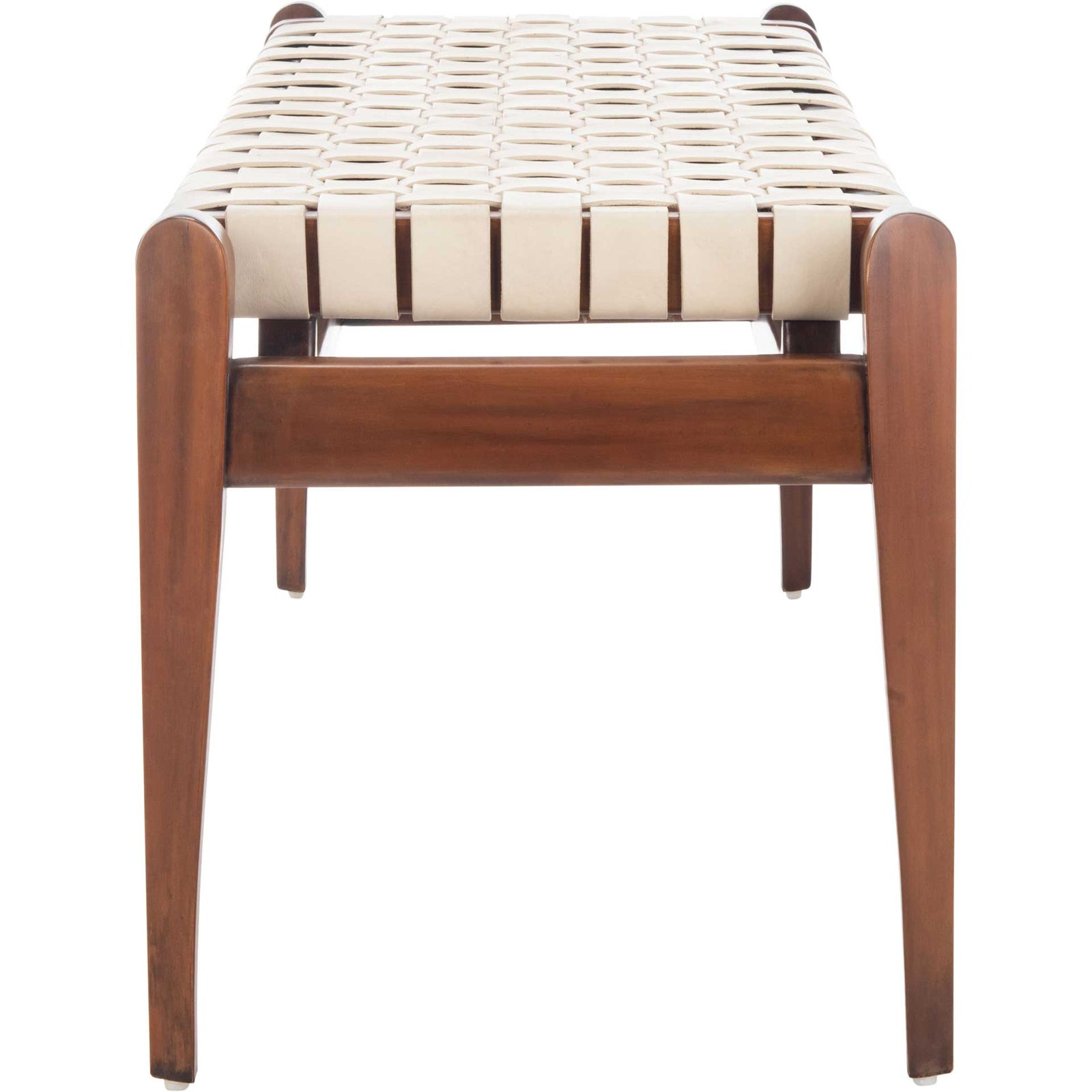 Diya Leather Bench White/Light Brown